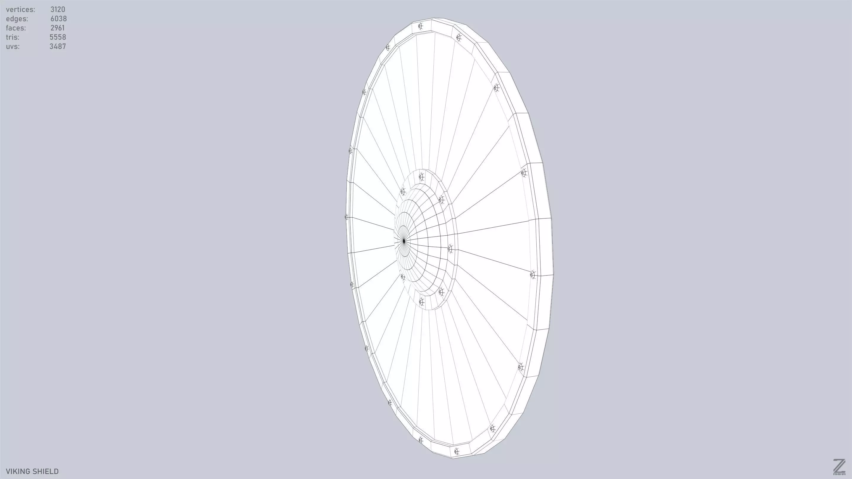 Viking shield Low-poly 3D model_11