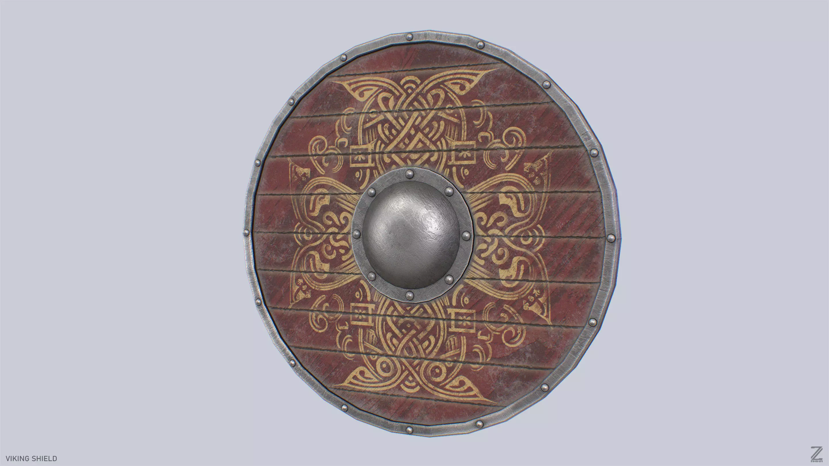 Viking shield Low-poly 3D model_2