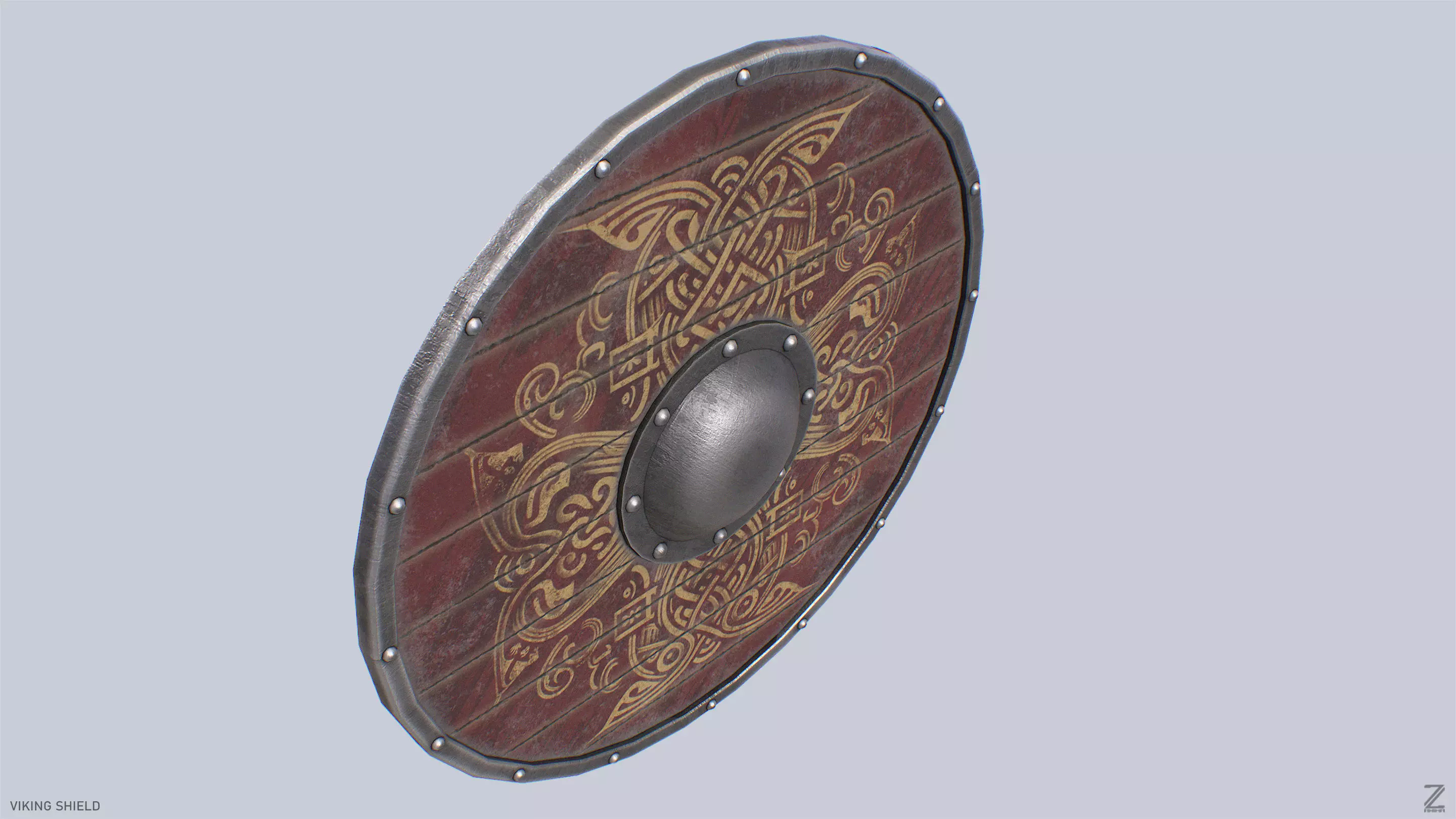 Viking shield Low-poly 3D model_7