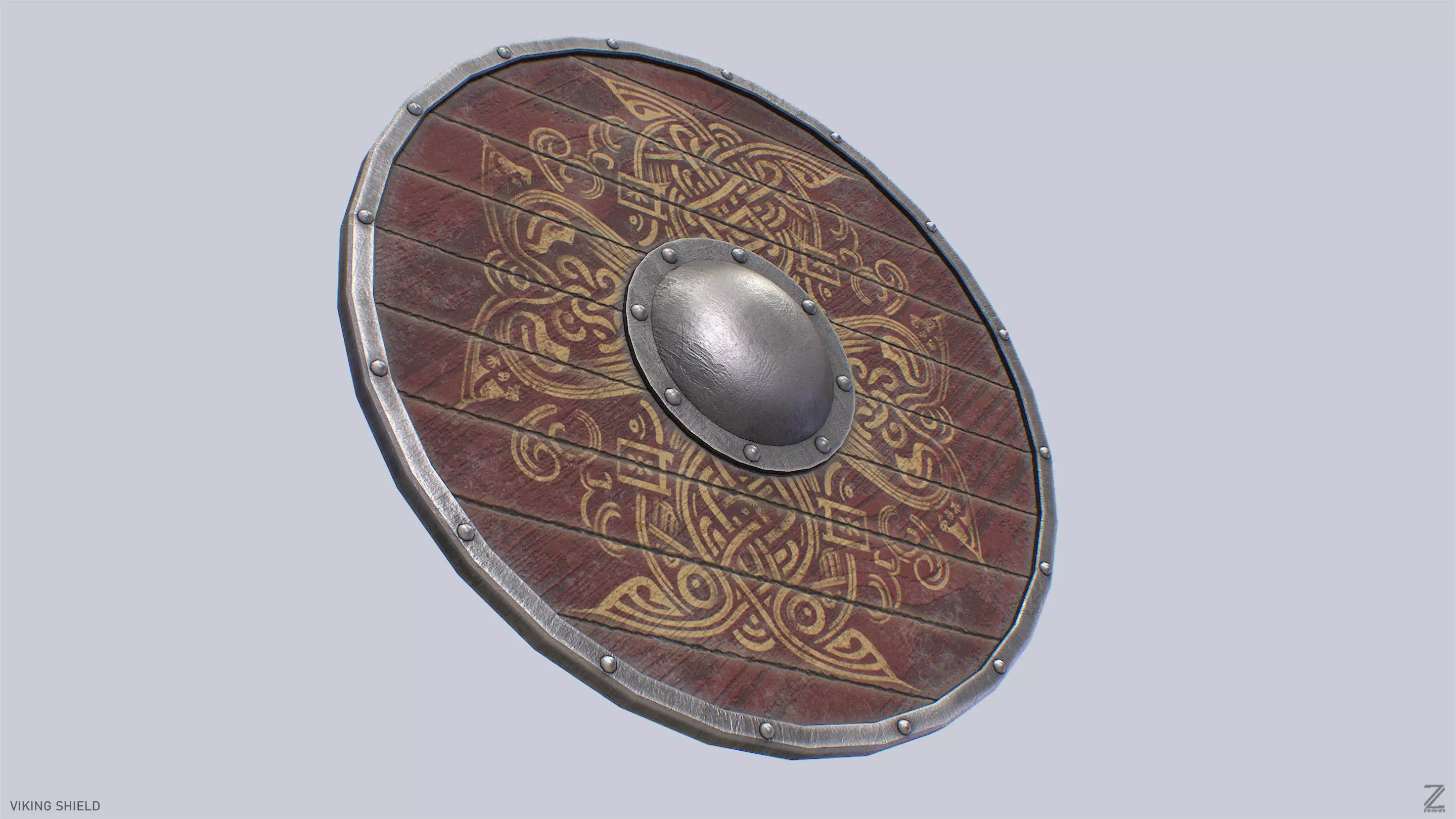 Viking shield Low-poly 3D model_8