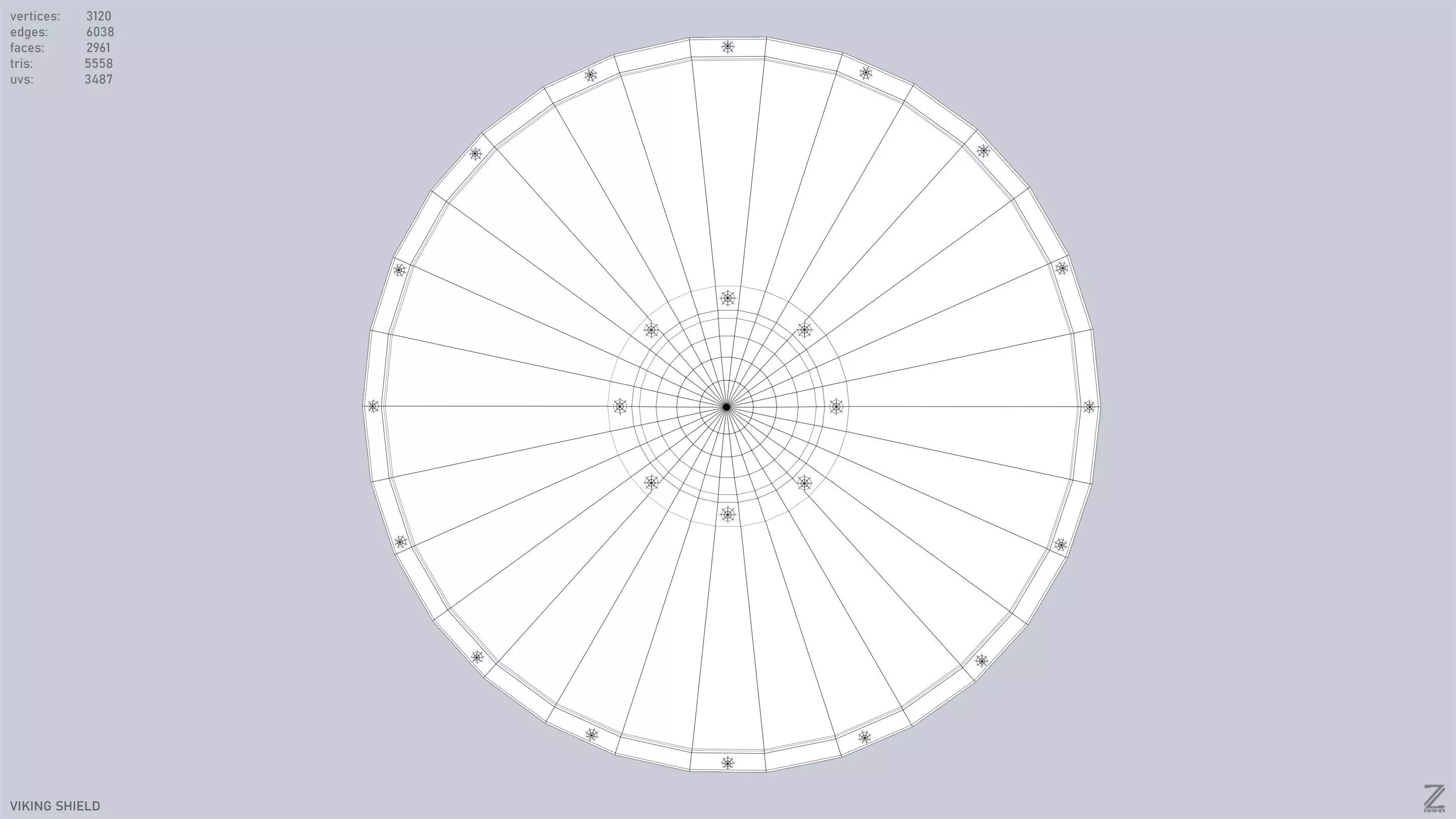 Viking shield Low-poly 3D model_9