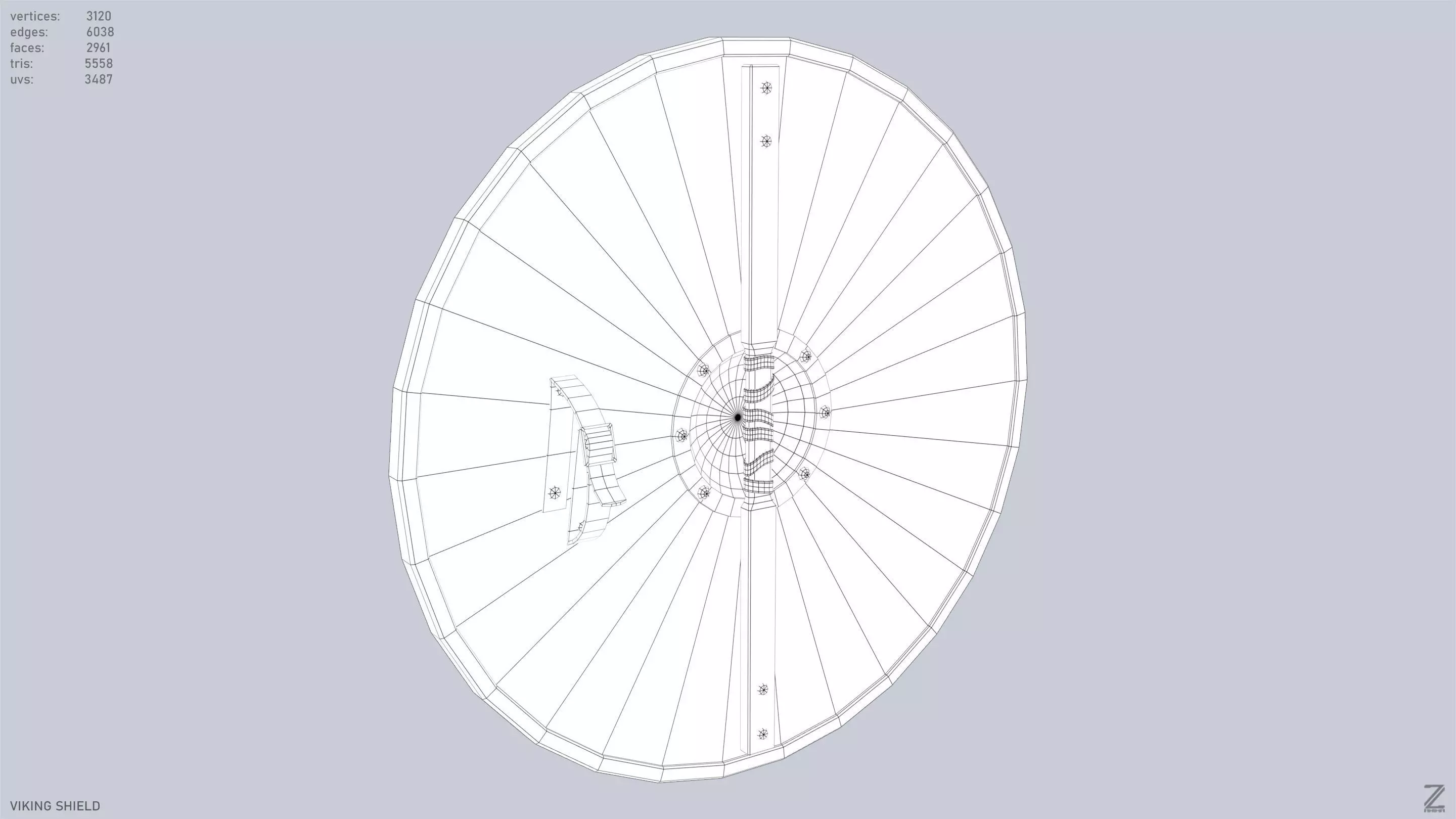 Viking shield Low-poly 3D model_13