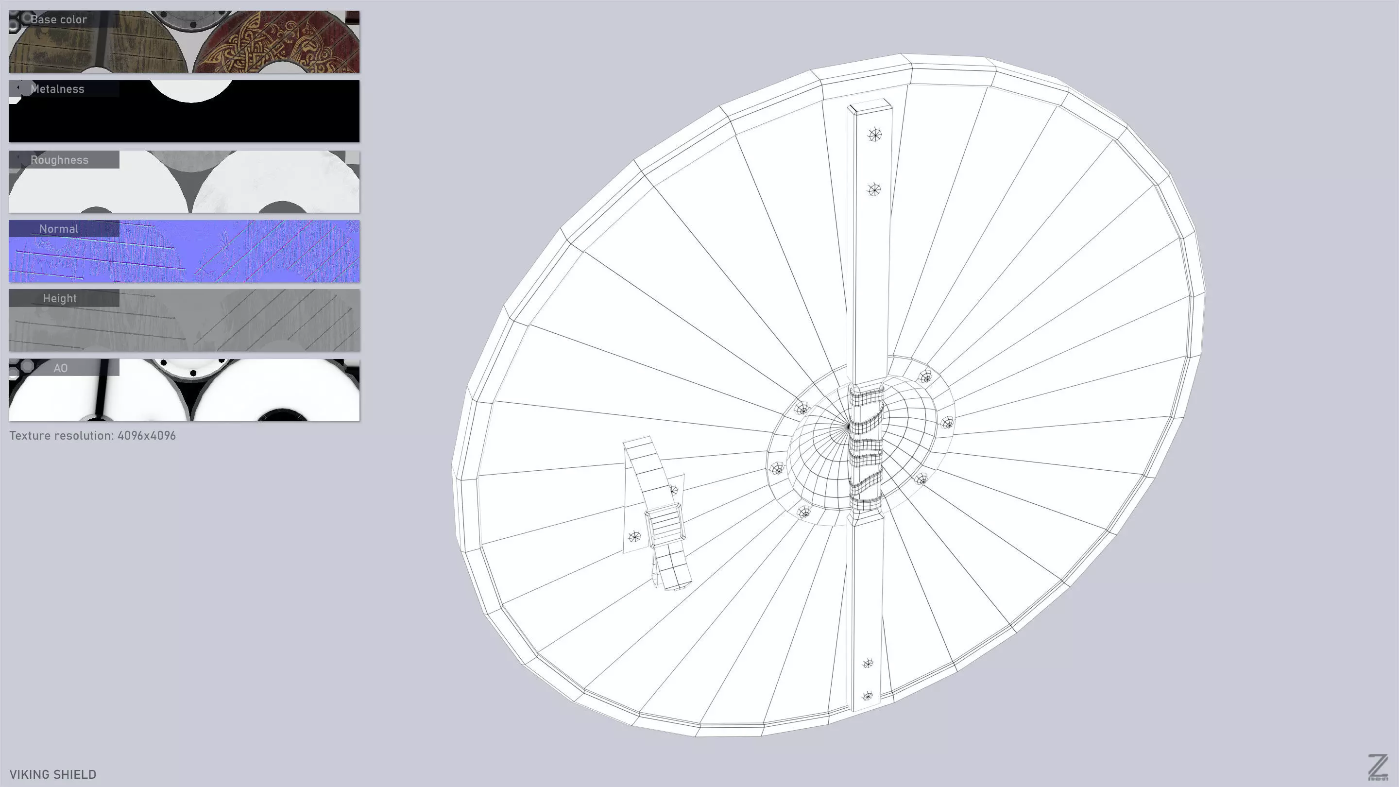 Viking shield Low-poly 3D model_3