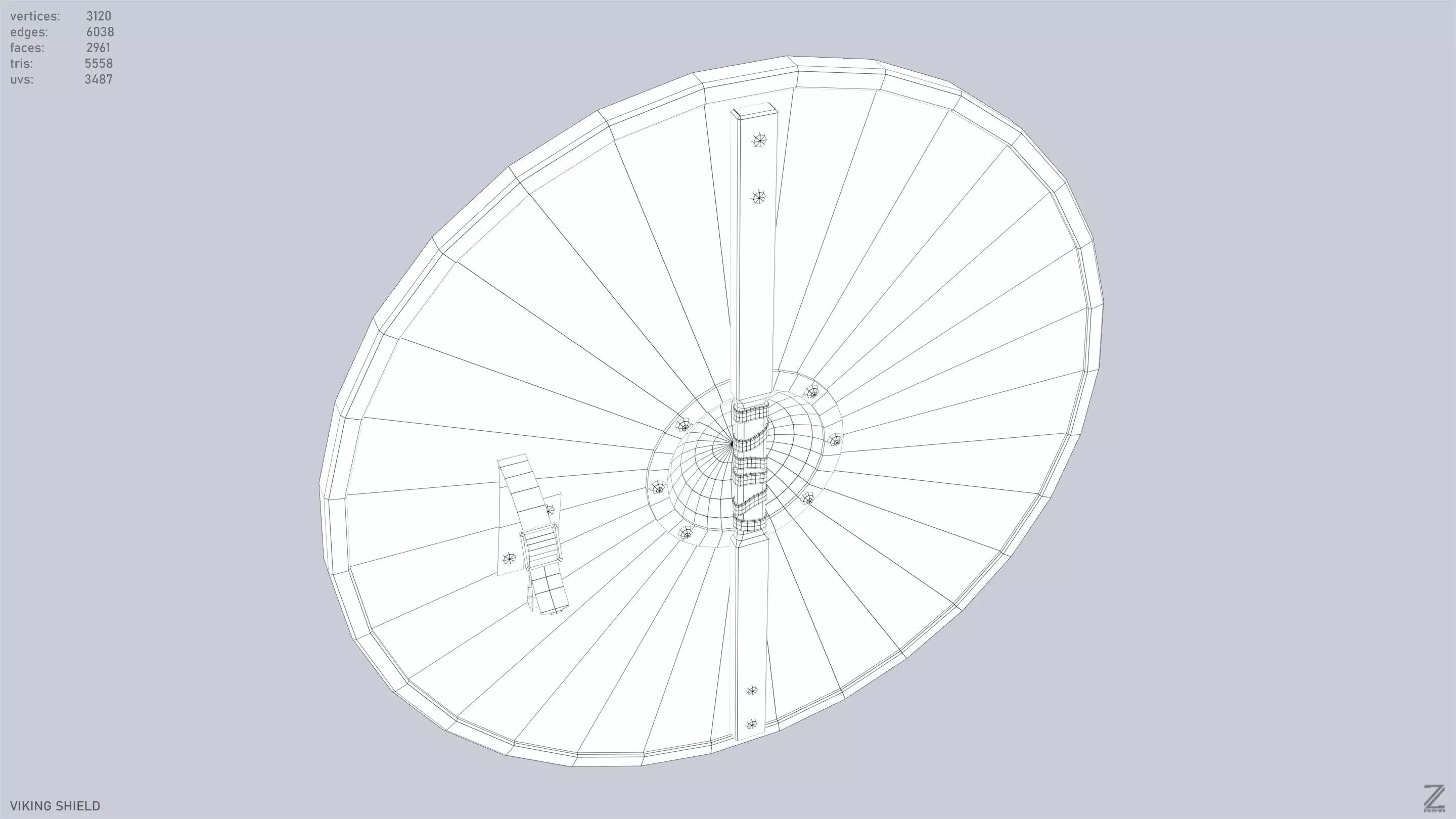 Viking shield Low-poly 3D model_15