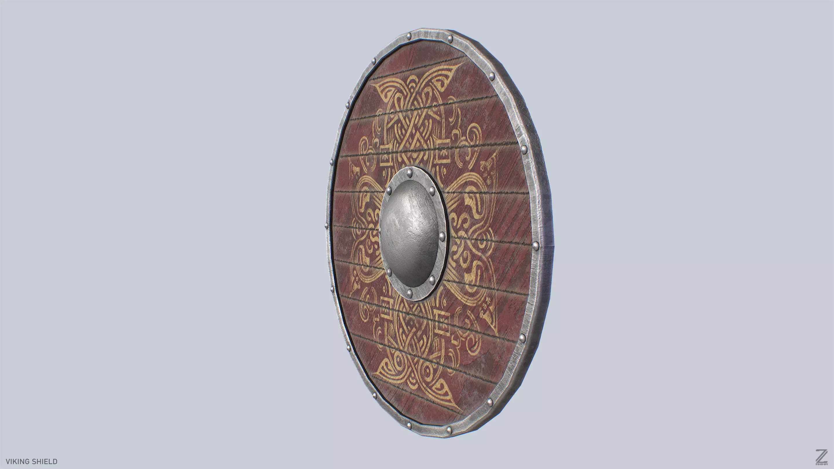 Viking shield Low-poly 3D model_5