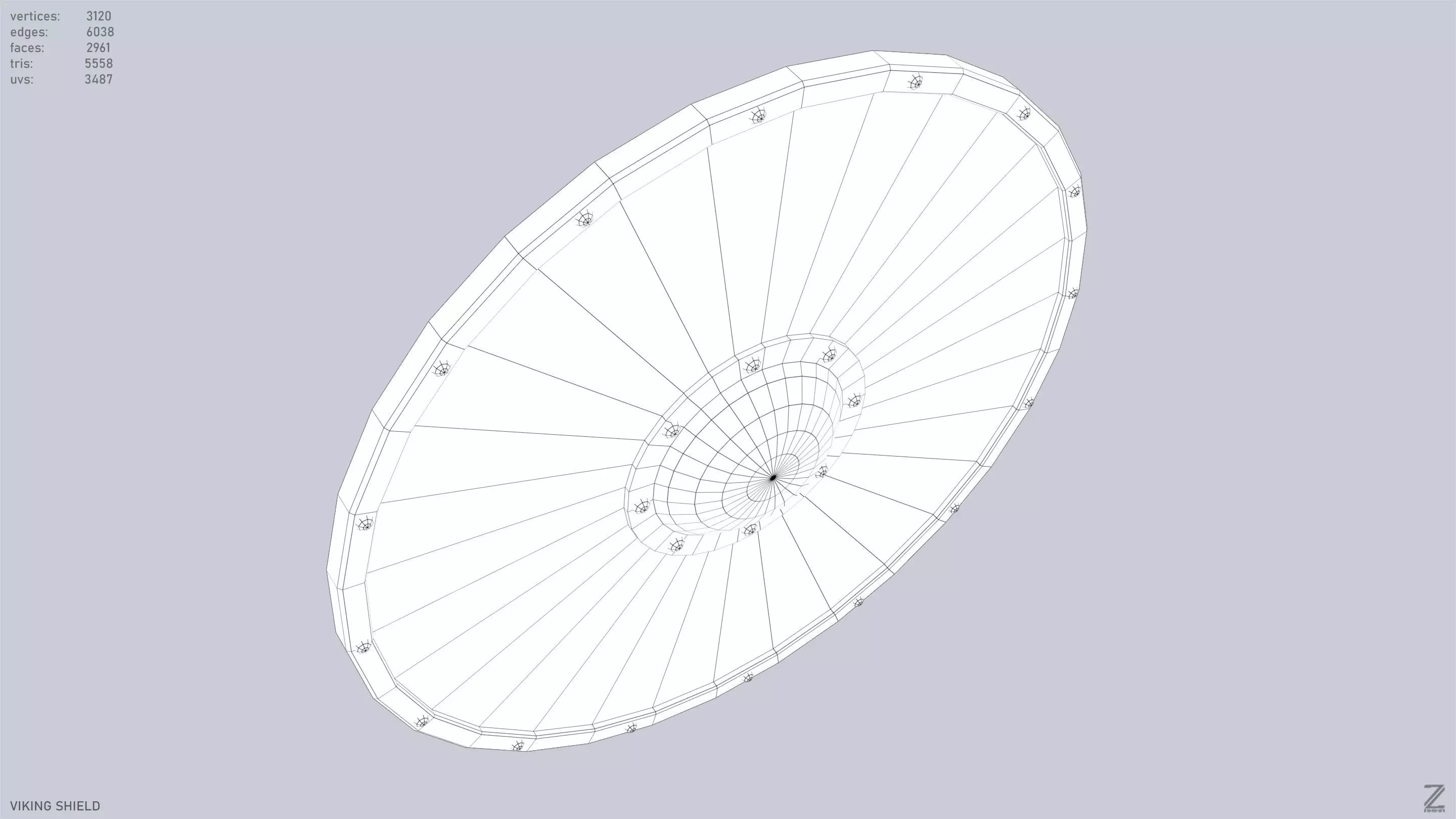 Viking shield Low-poly 3D model_12