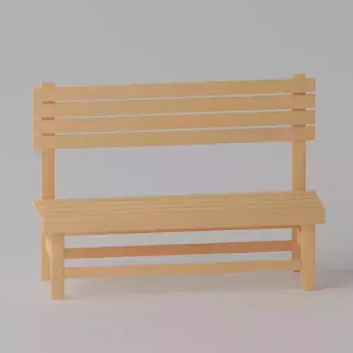 Cartoon Wooden Bench Park Low-poly 3D model