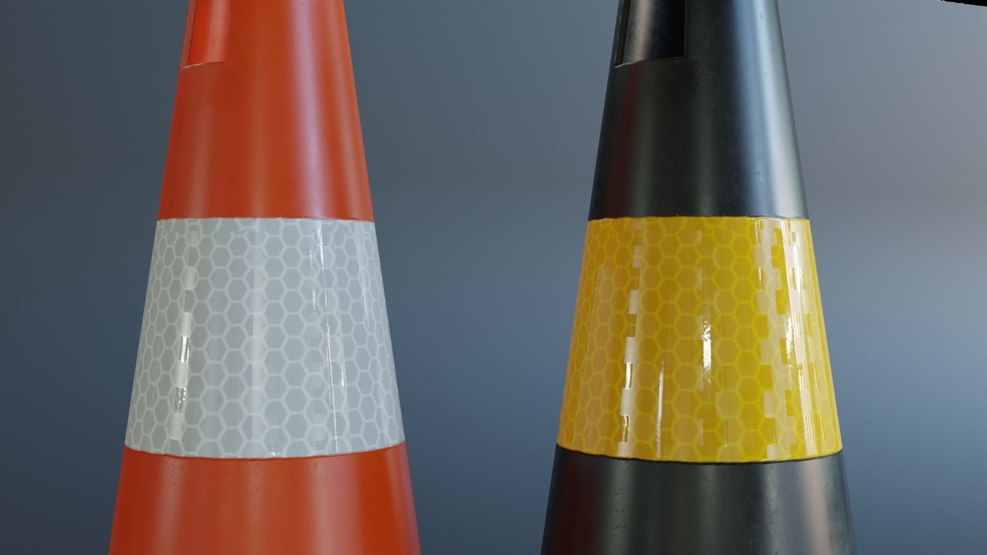 Traffic cone Low-poly 3D model_1