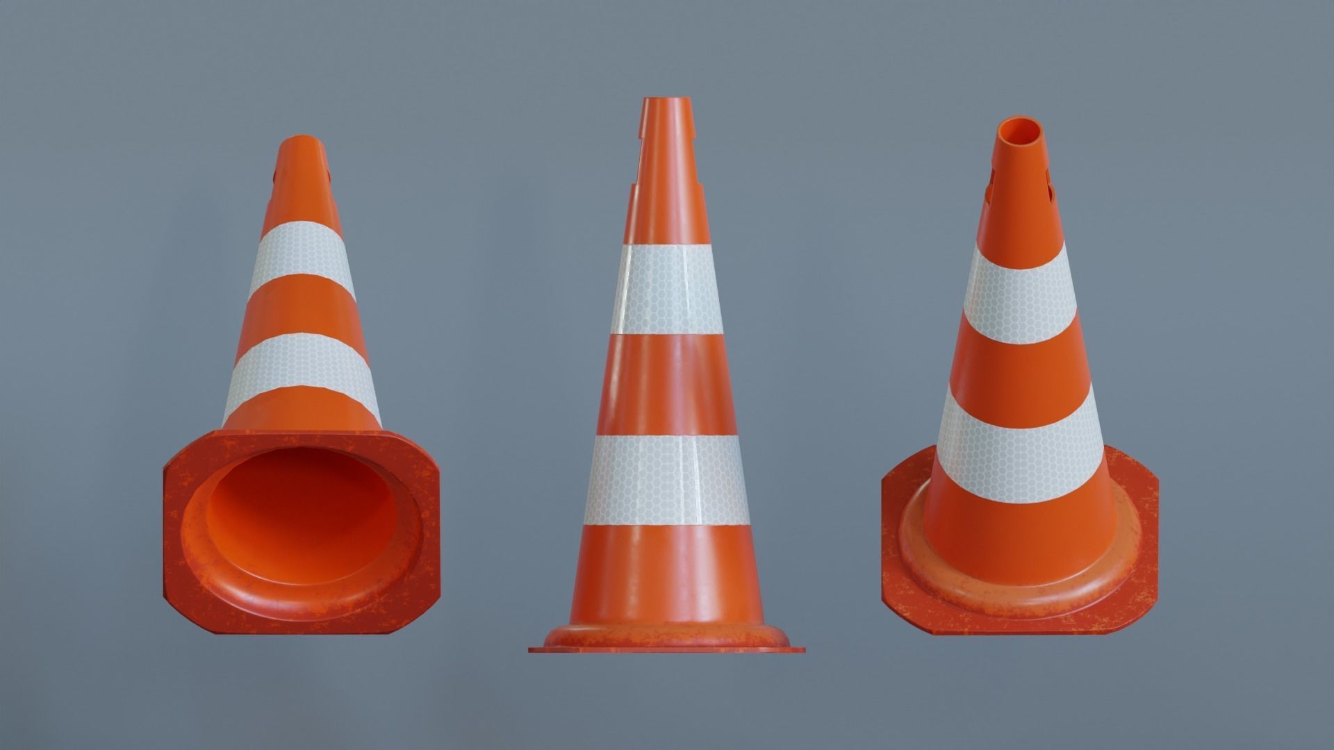 Traffic cone Low-poly 3D model_5