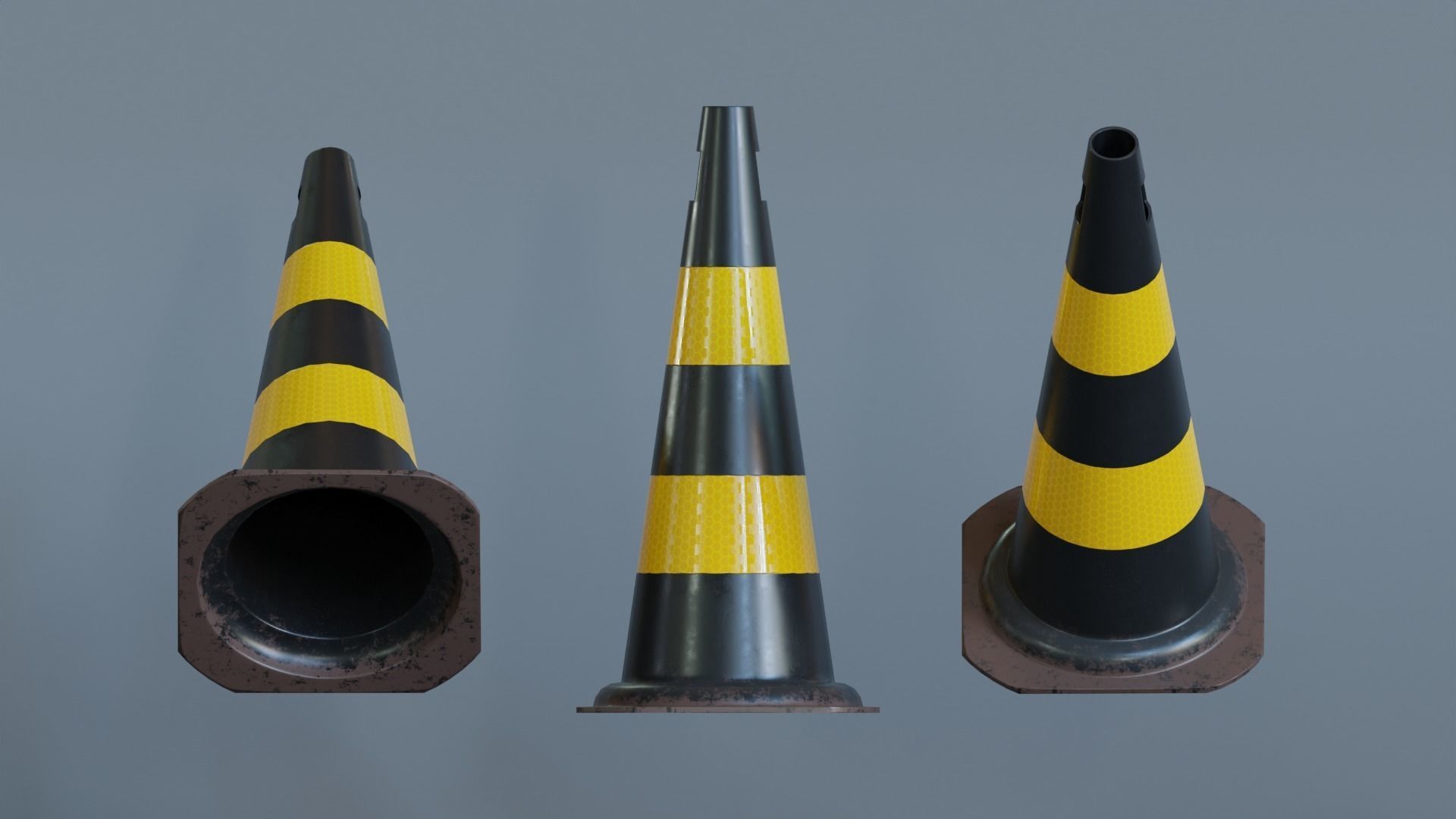 Traffic cone Low-poly 3D model_6