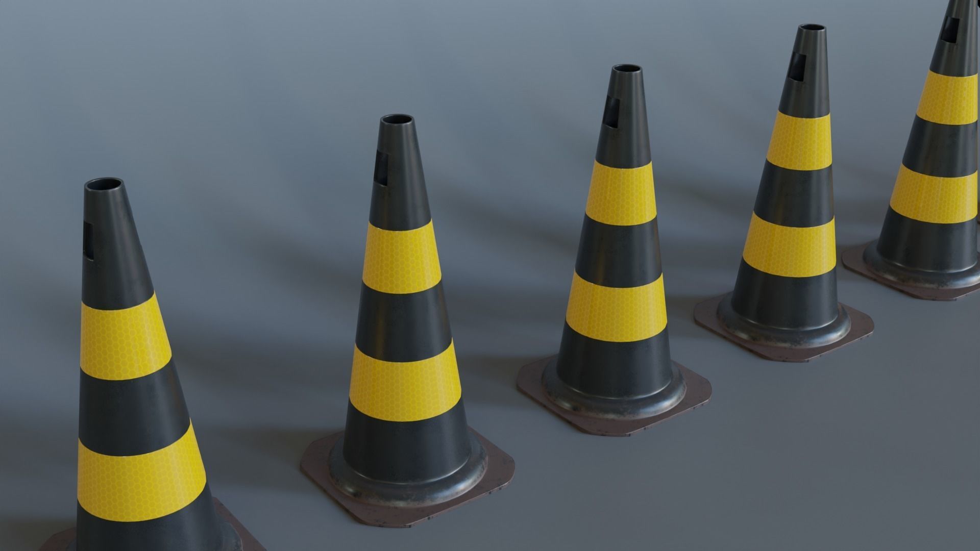 Traffic cone Low-poly 3D model_2