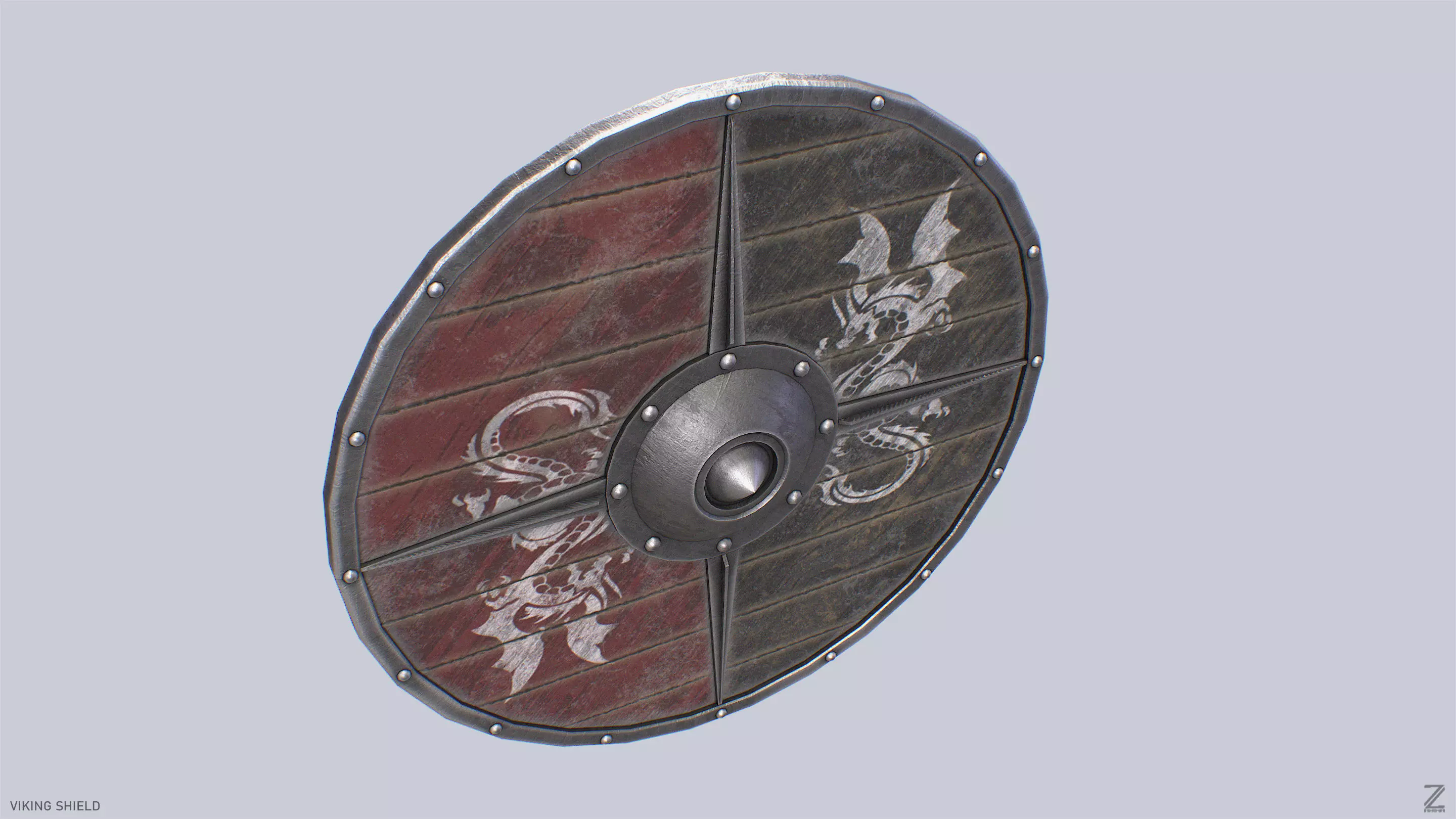 Viking shield Low-poly 3D model_7