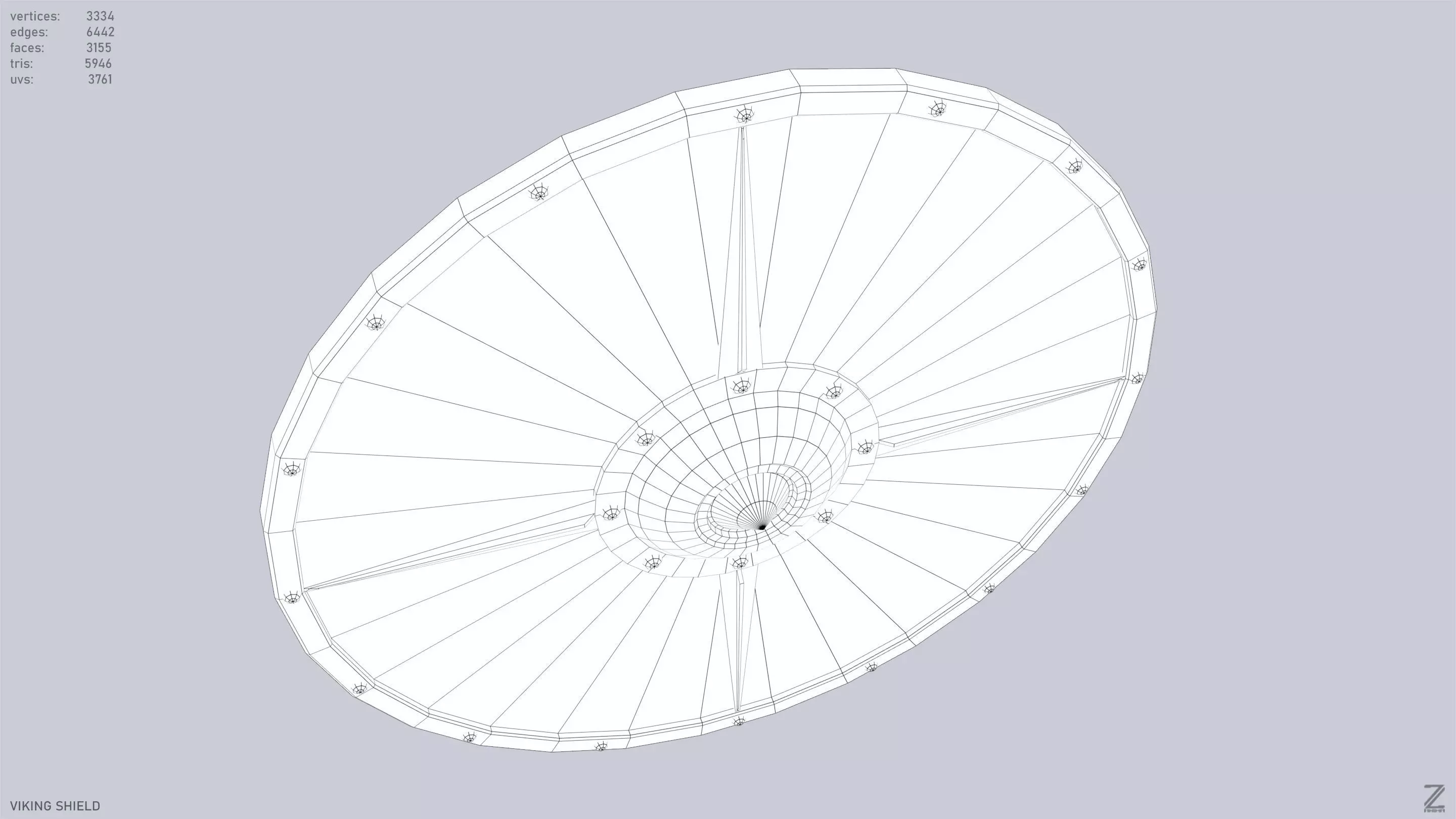 Viking shield Low-poly 3D model_14