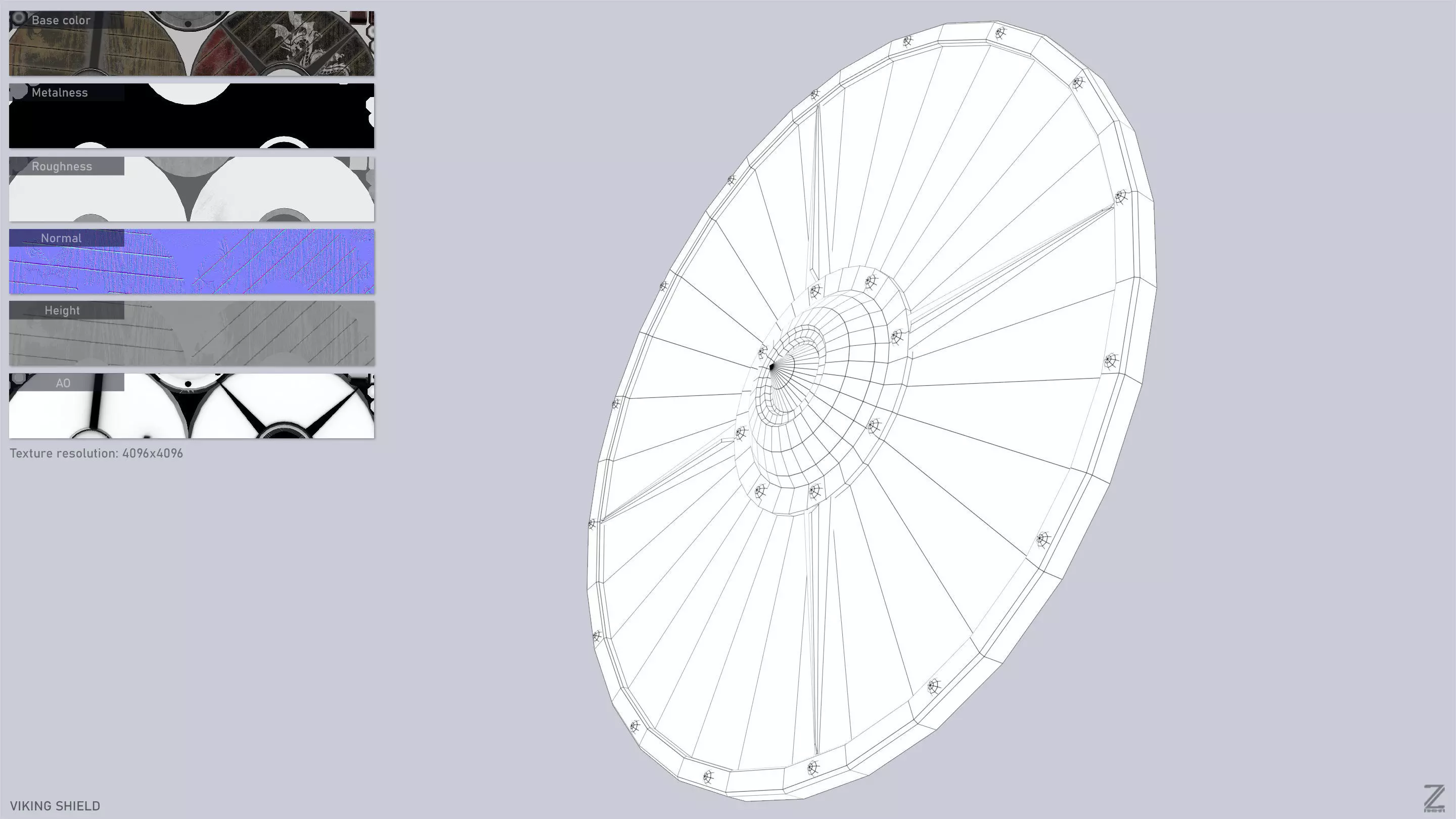 Viking shield Low-poly 3D model_4