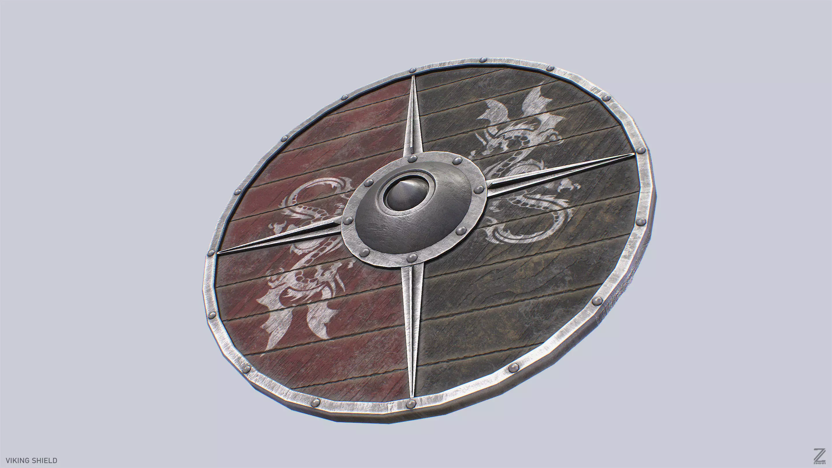Viking shield Low-poly 3D model_8