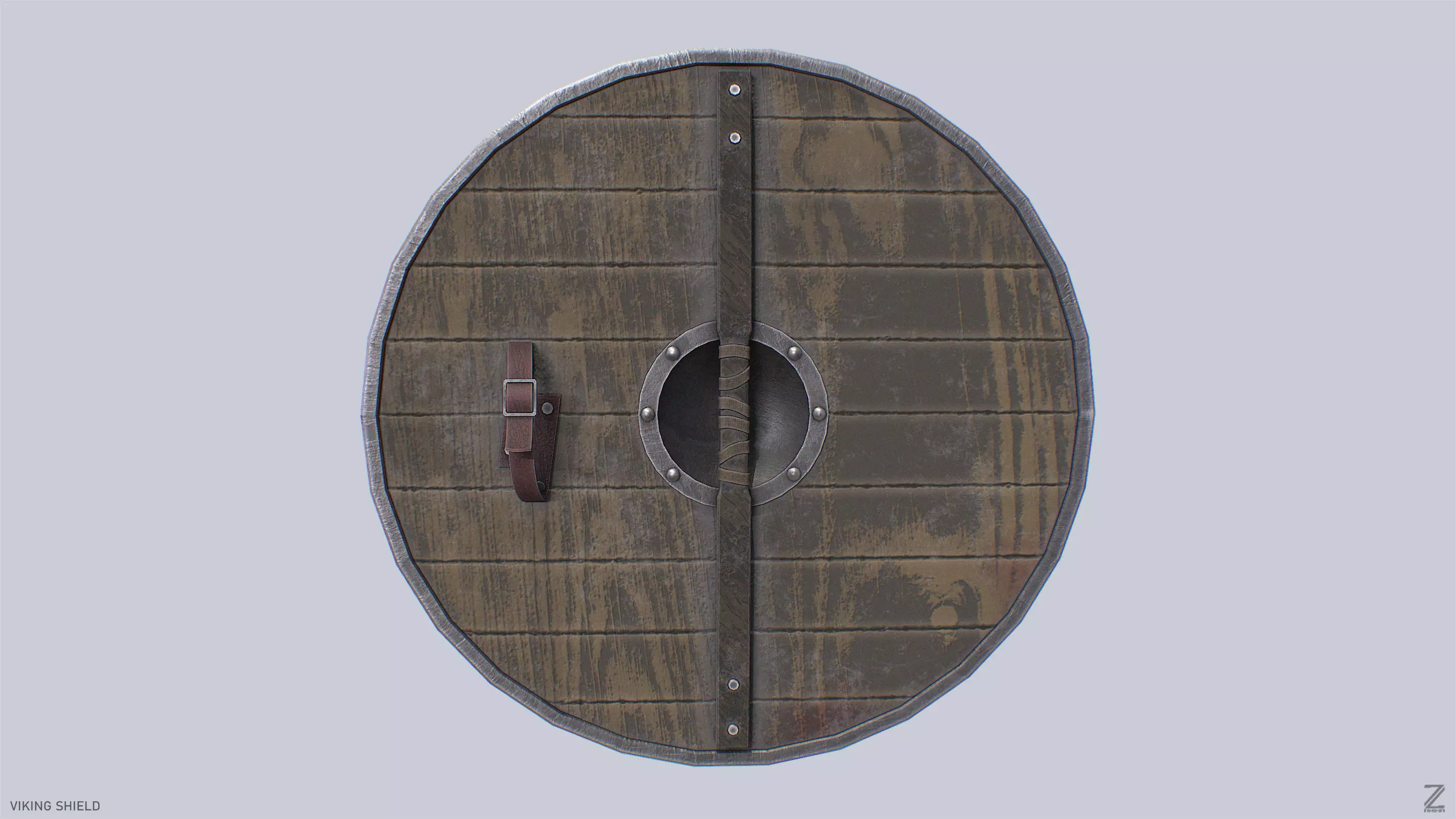 Viking shield Low-poly 3D model_3