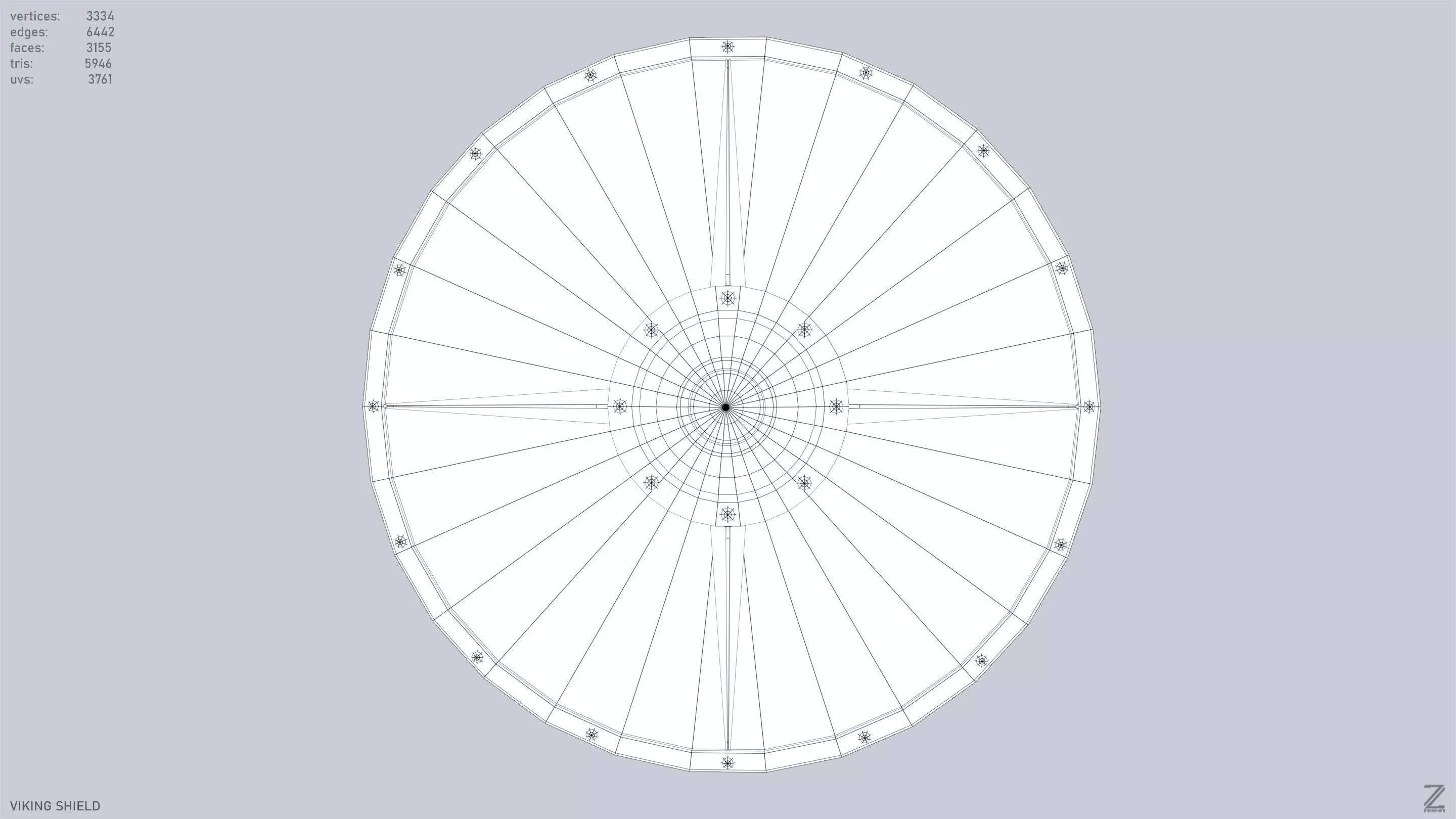 Viking shield Low-poly 3D model_9