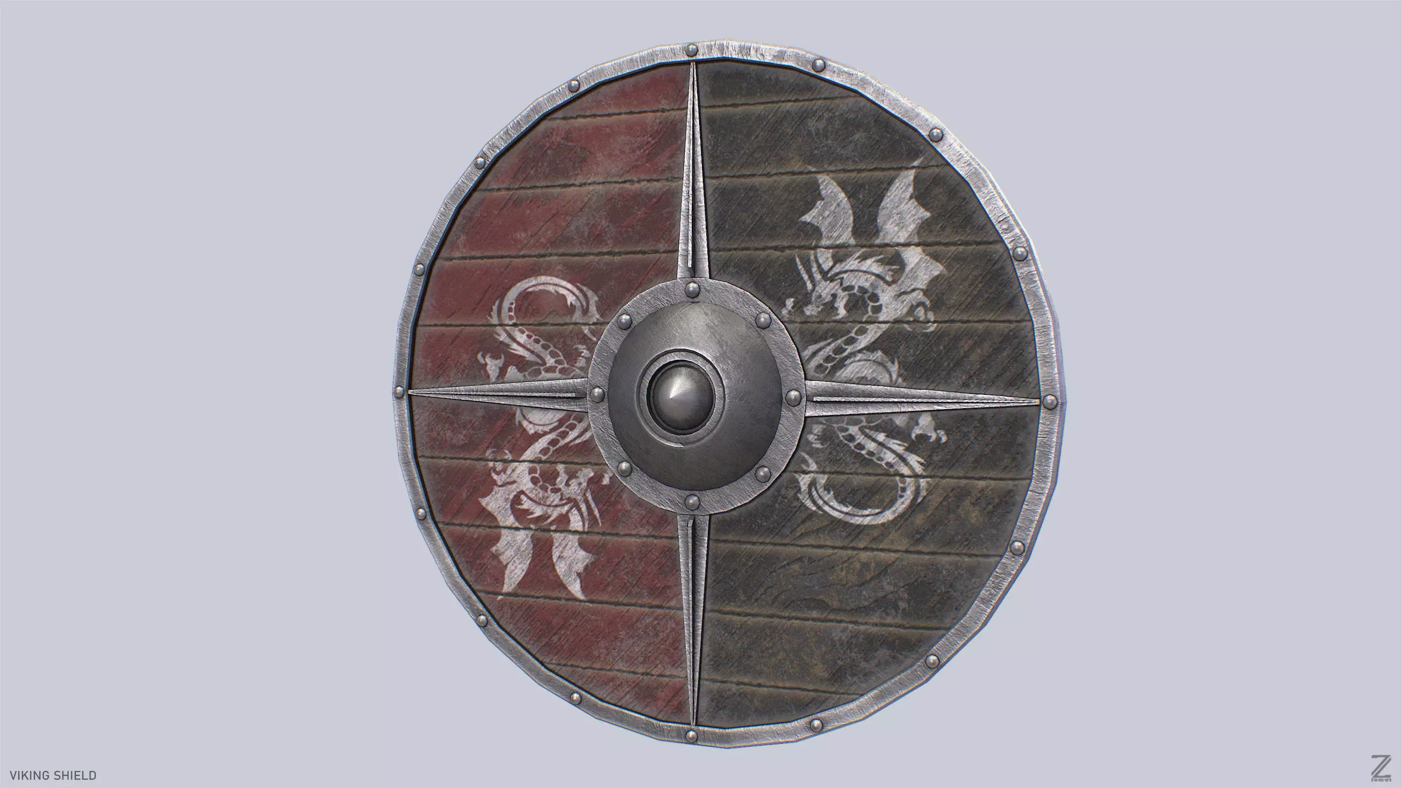 Viking shield Low-poly 3D model_5