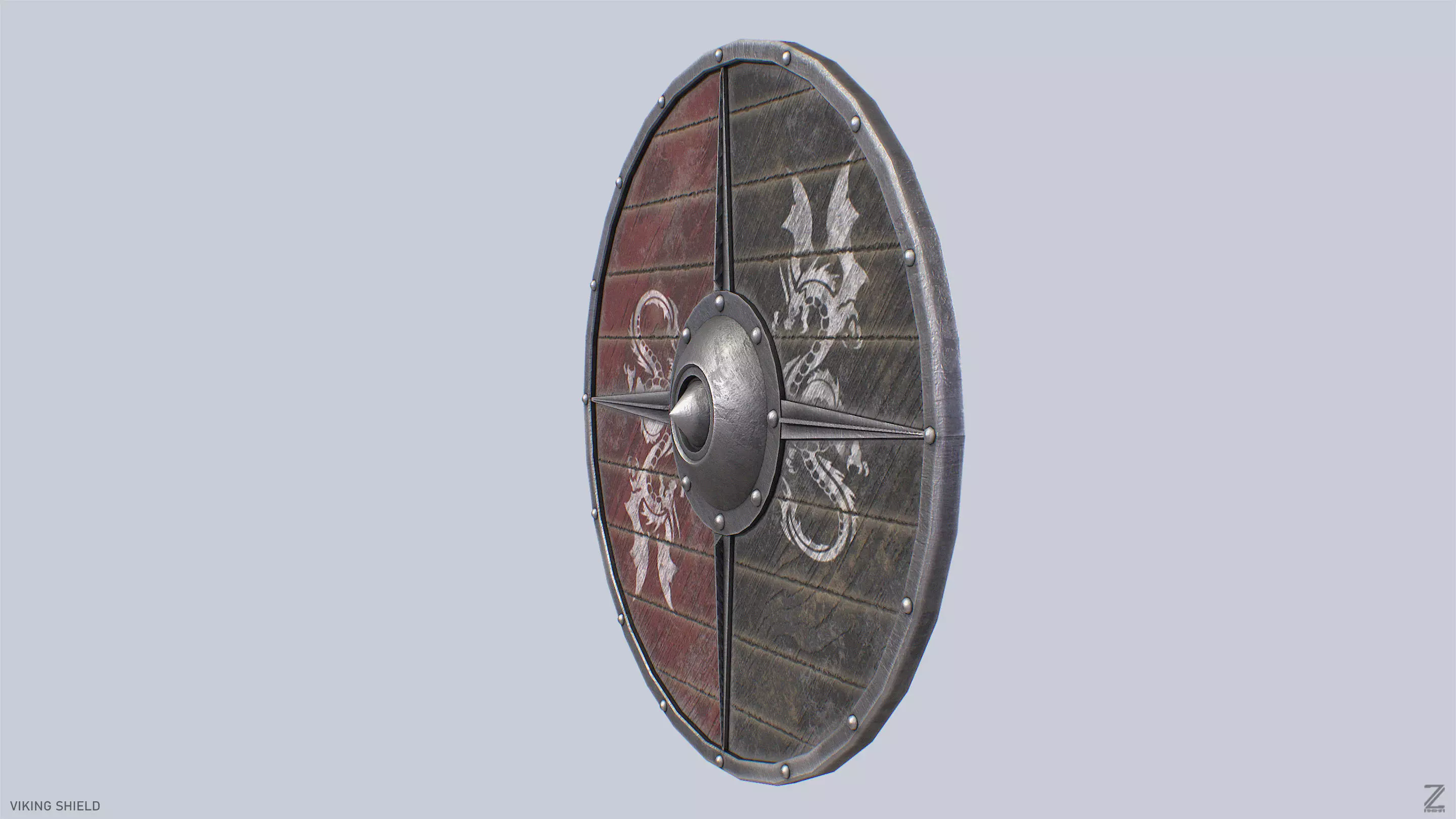 Viking shield Low-poly 3D model_2