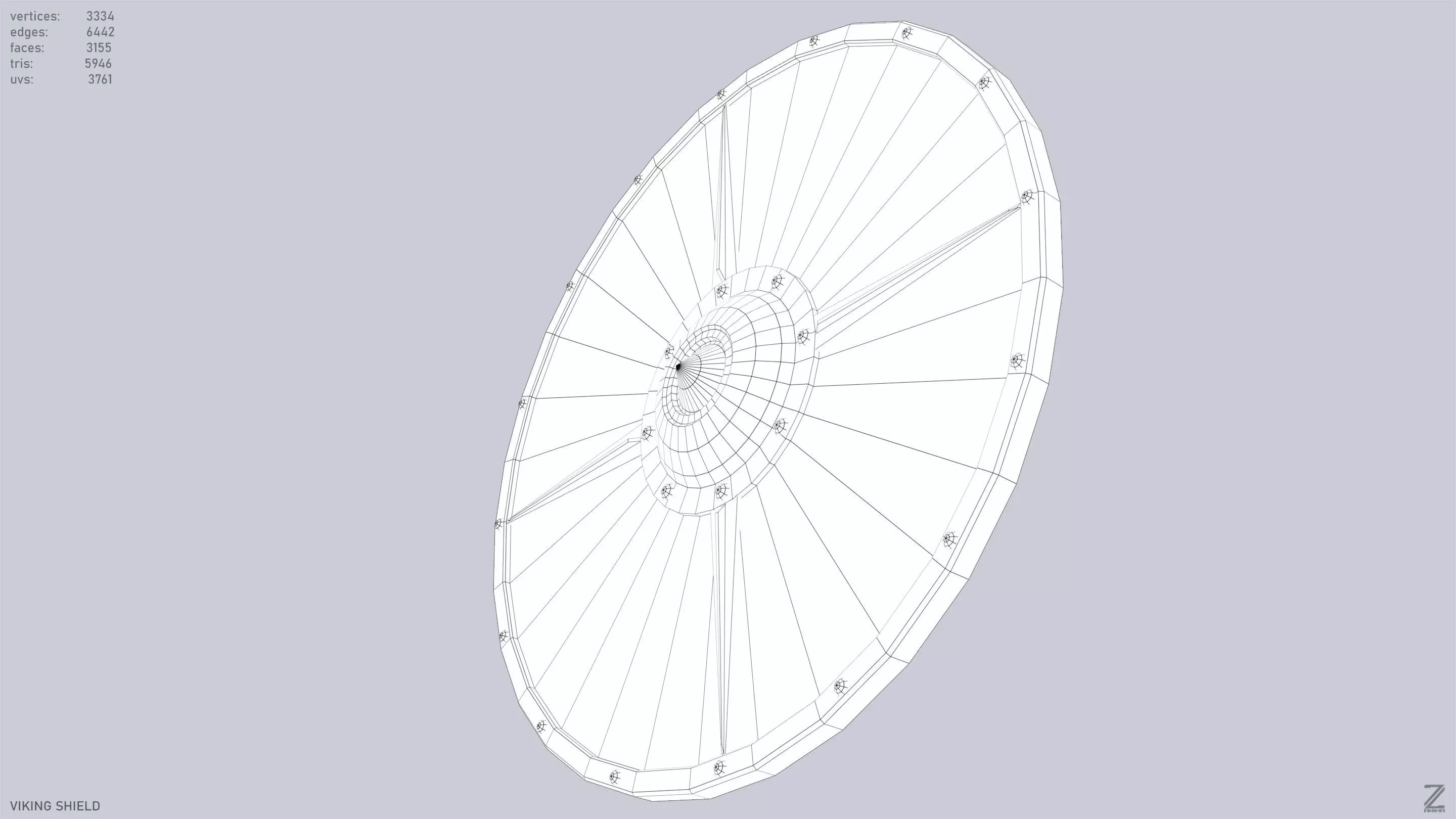 Viking shield Low-poly 3D model_15