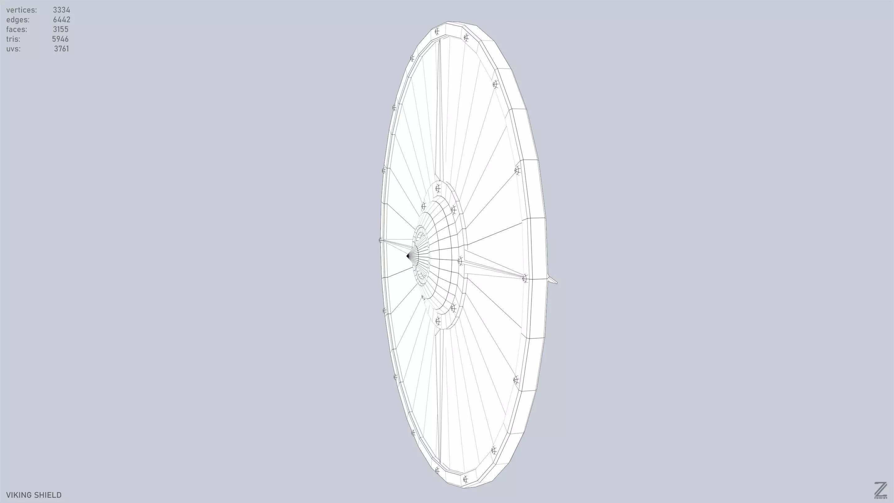 Viking shield Low-poly 3D model_11