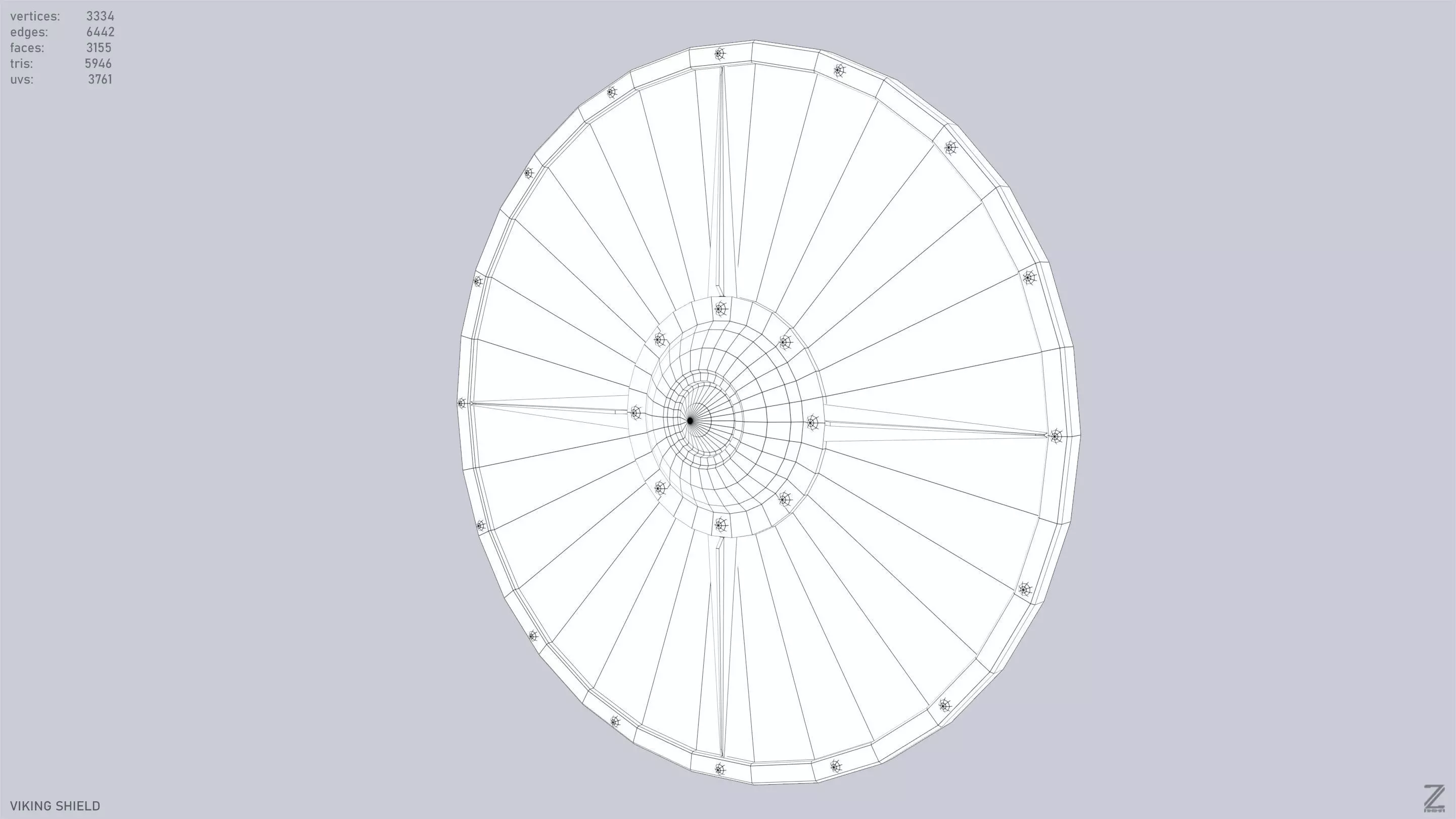 Viking shield Low-poly 3D model_10