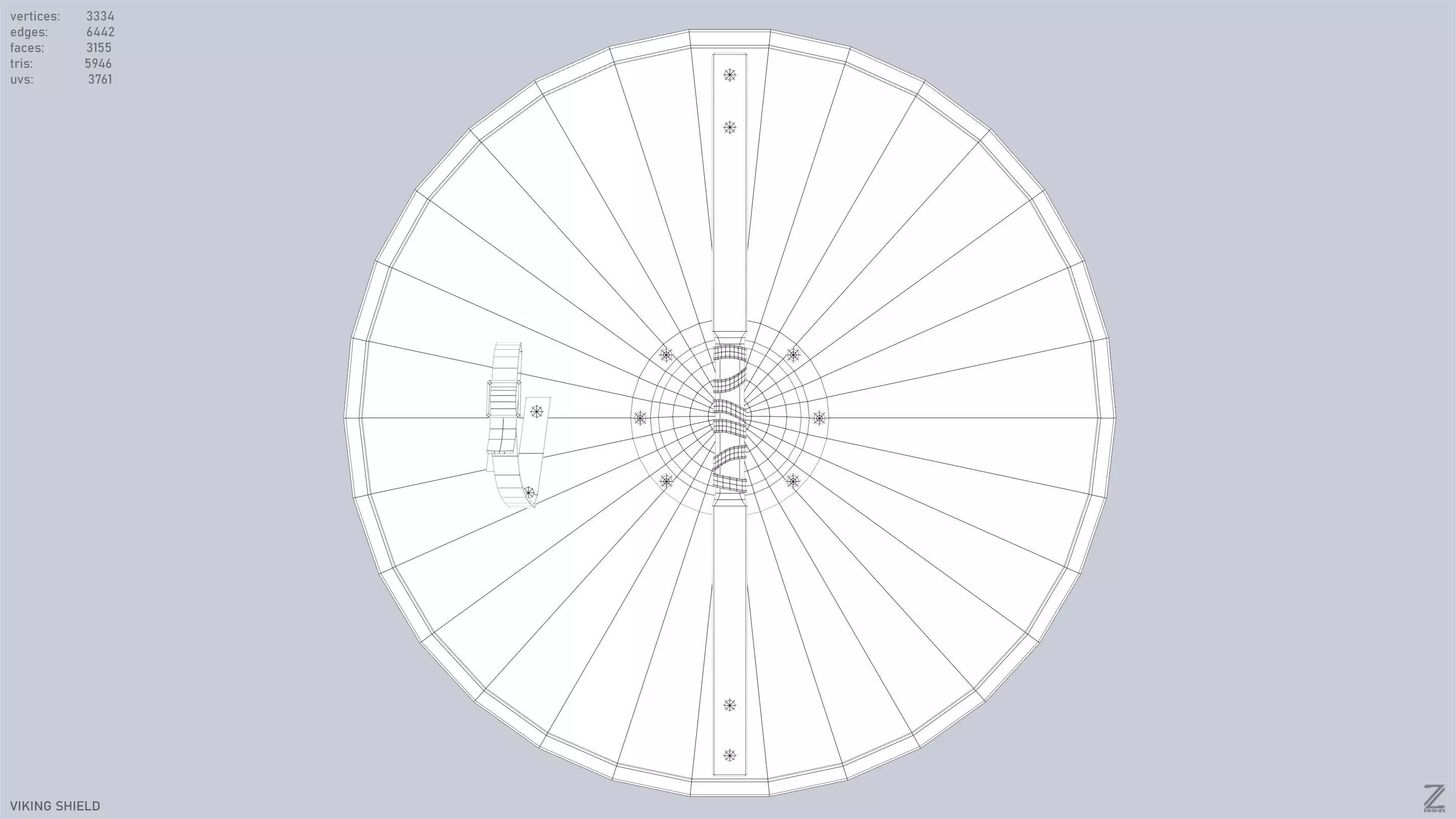 Viking shield Low-poly 3D model_13