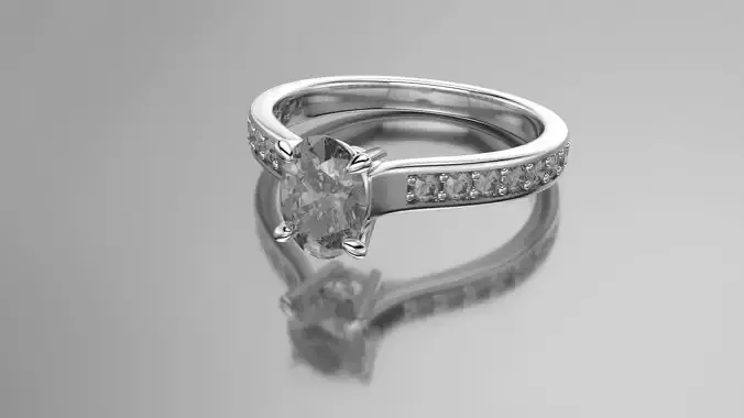 Oval Stone Cathedral Solitaire Ring