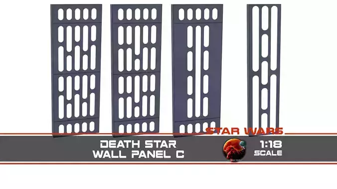Death Star Wall Panel - C - 1-18 scale Kenner Hasbro Free 3D print model