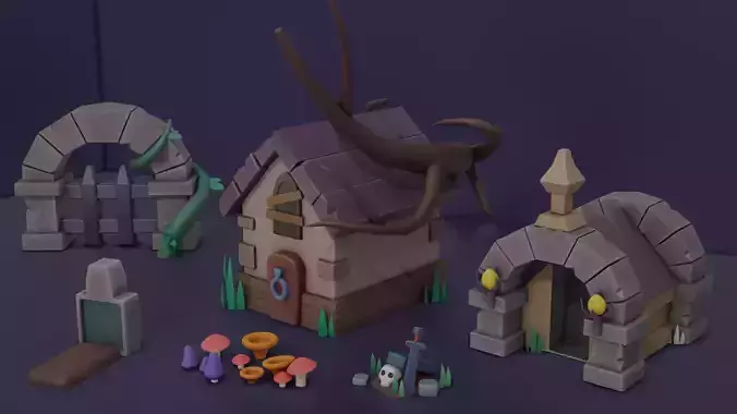 Stylized game art asset Low-poly 3D model