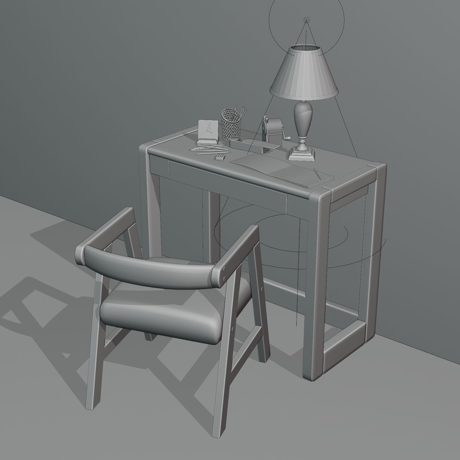 Childrens table with drawing supplies 3D model_3