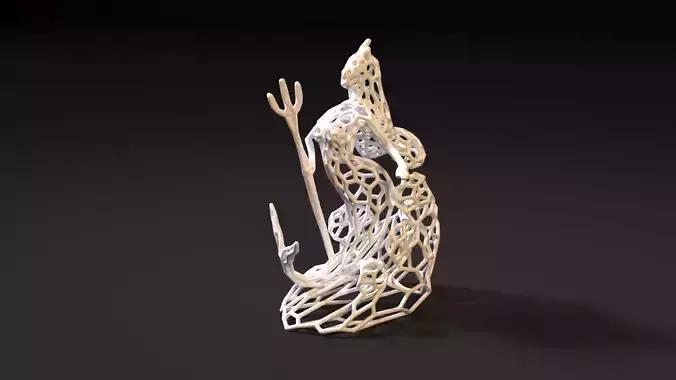 Mermaid Sculpture with Trident 3D print model