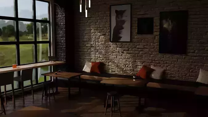 Basic Realistic Cafe Sitting Place