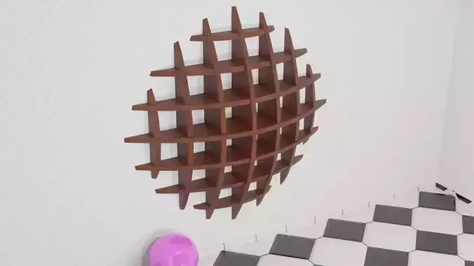 Wooden bookshelf spherical style furniture