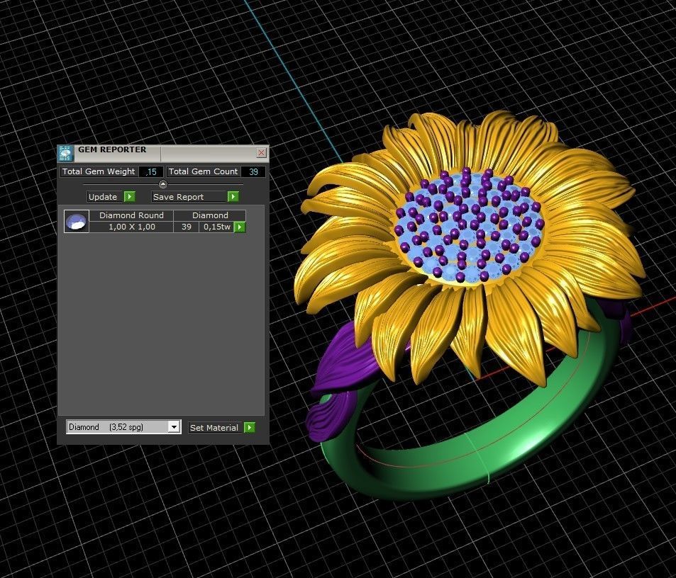 sunflower ring bend 3D print model_5