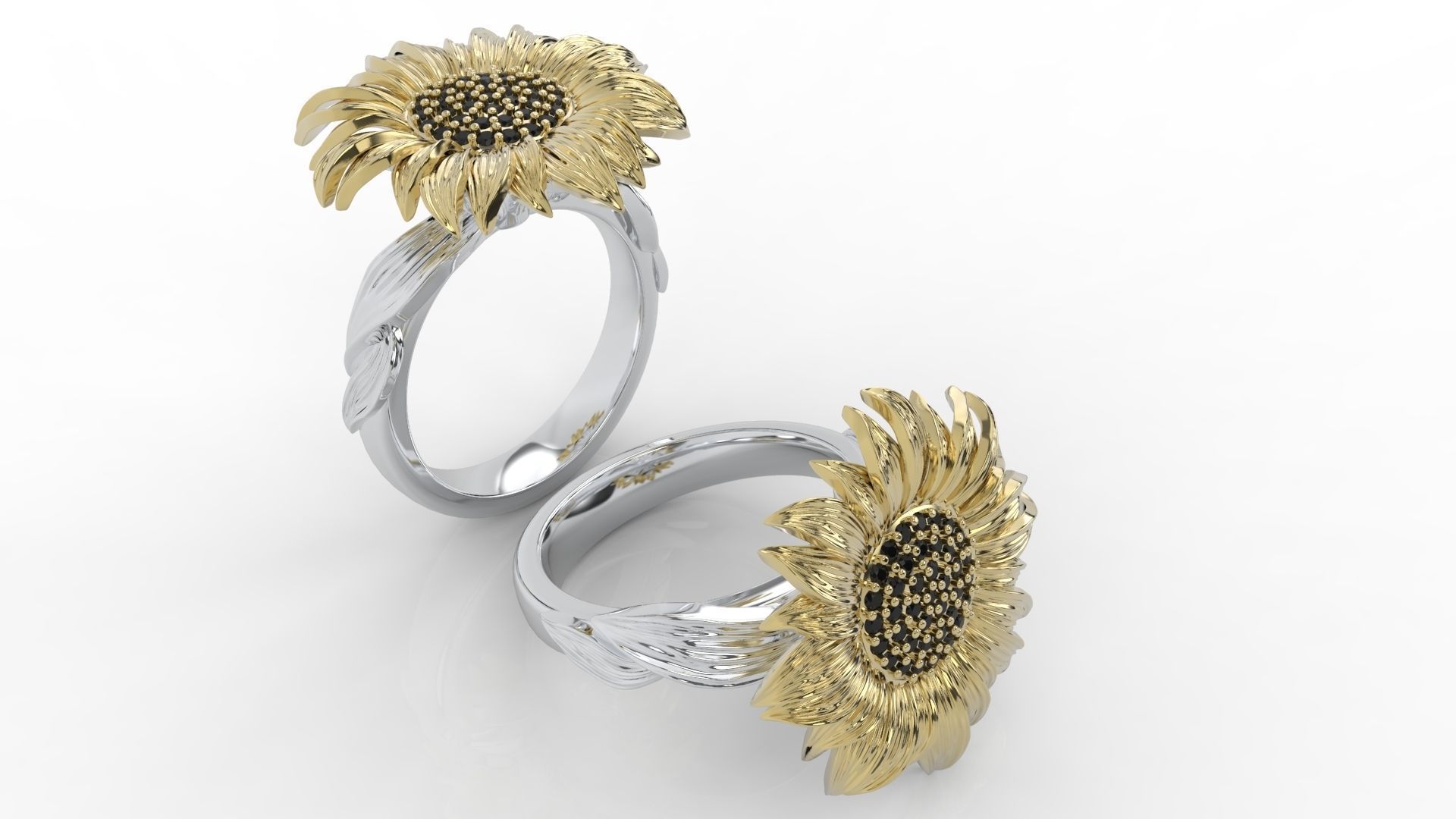 sunflower ring bend 3D print model_32