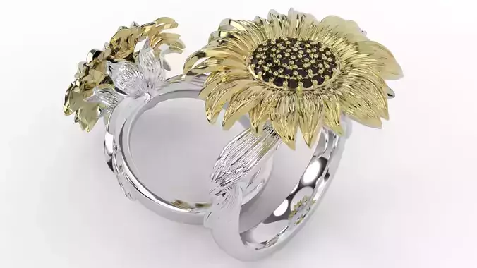sunflower ring bend 3D print model