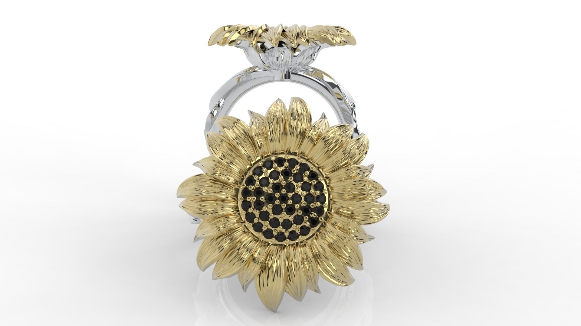 sunflower ring bend 3D print model_2