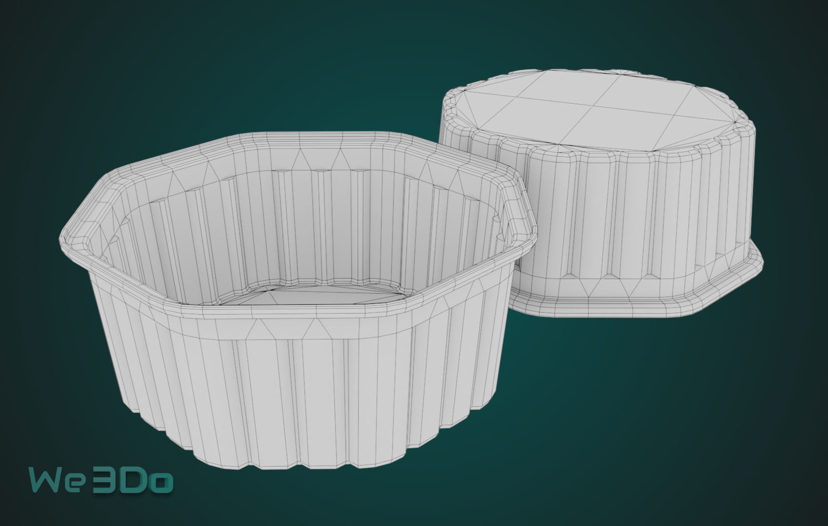 Rounded Aluminum Foil Tray Low-poly 3D model_29