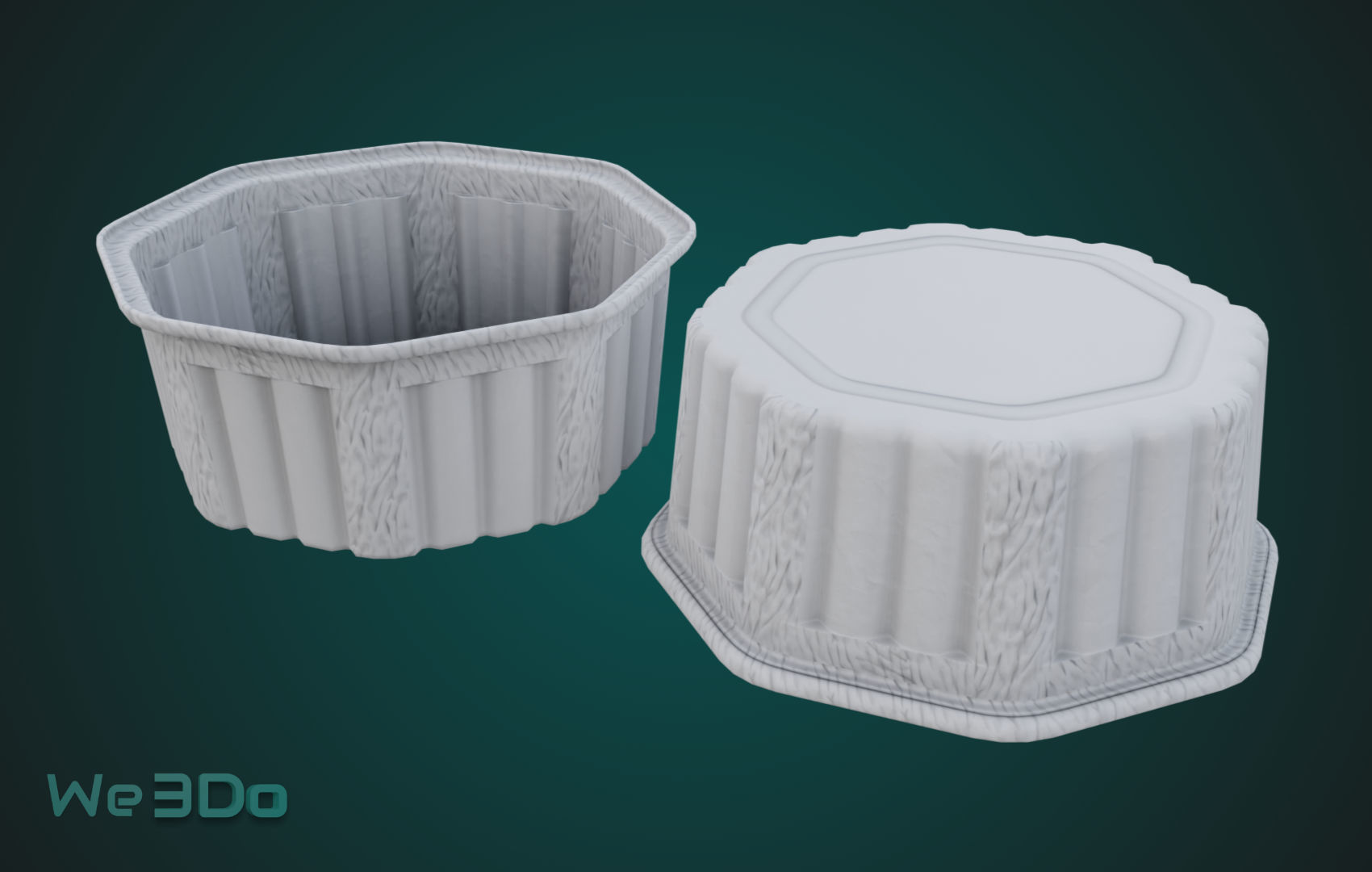 Rounded Aluminum Foil Tray Low-poly 3D model_12