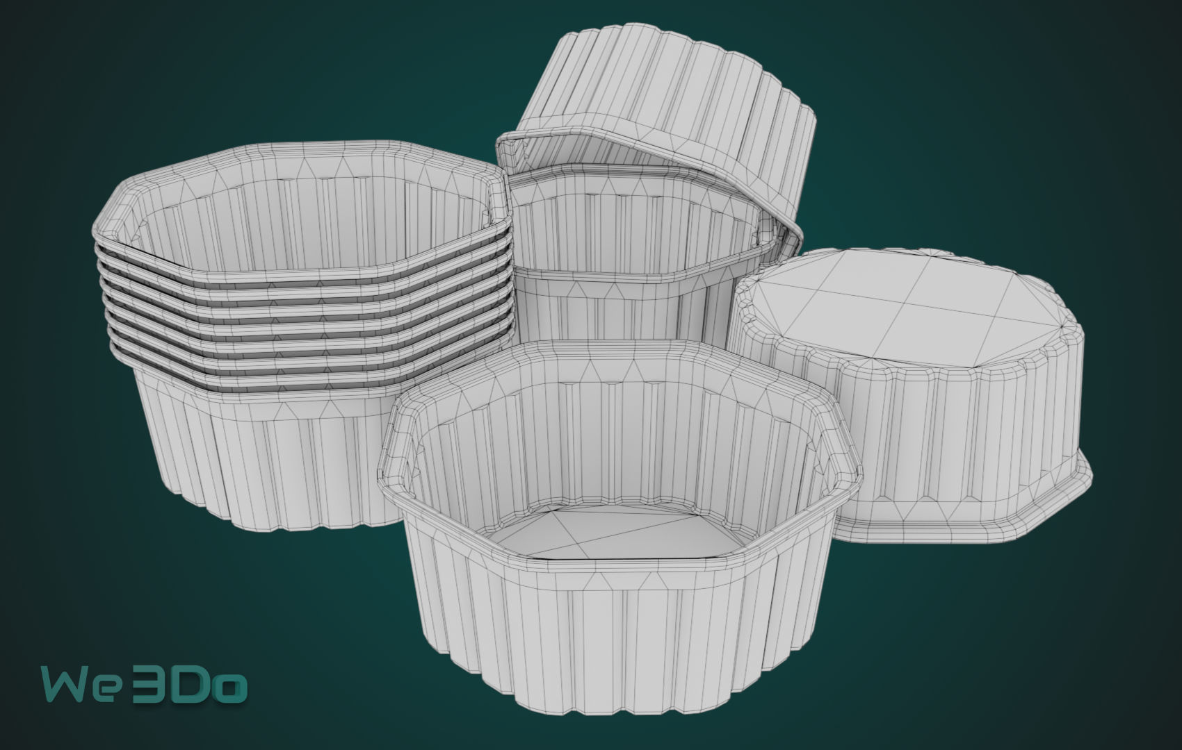 Rounded Aluminum Foil Tray Low-poly 3D model_25