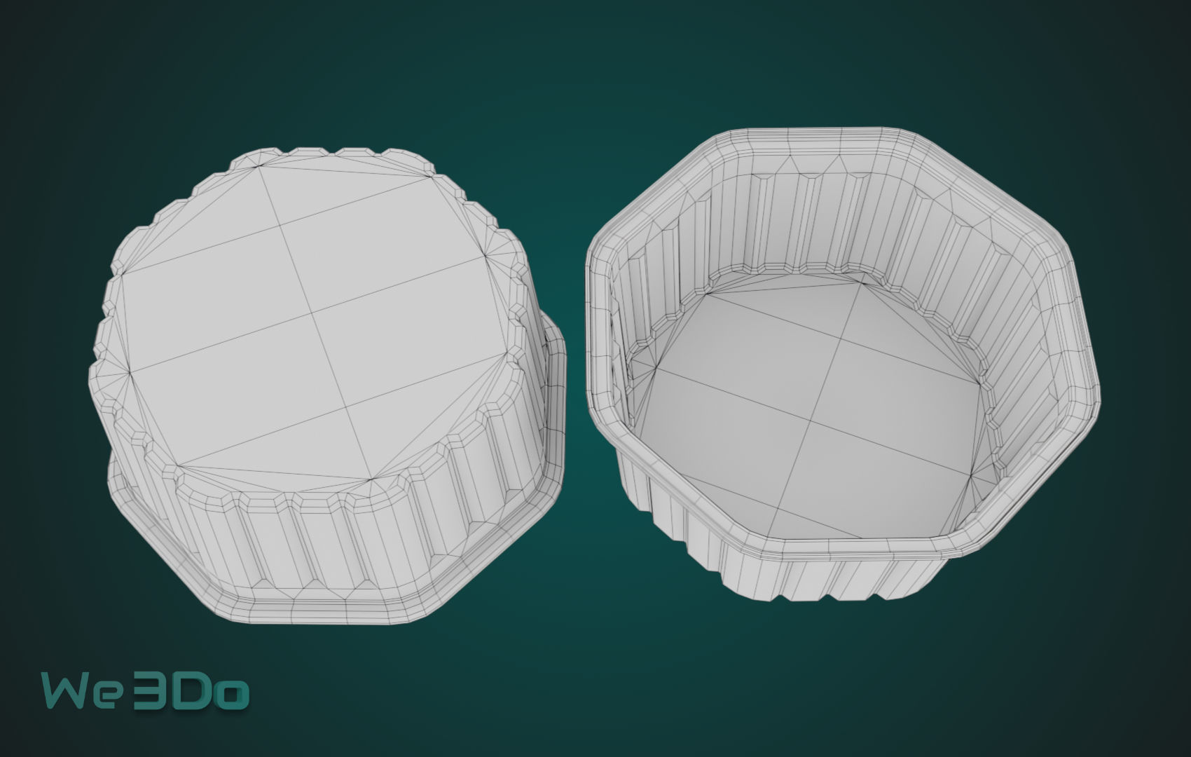 Rounded Aluminum Foil Tray Low-poly 3D model_30