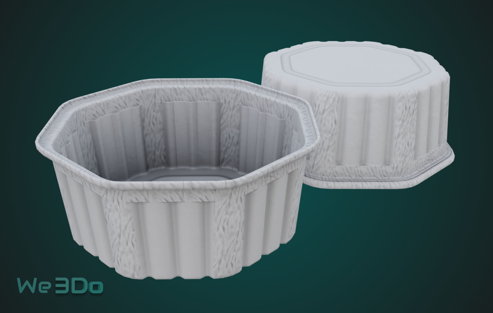 Rounded Aluminum Foil Tray Low-poly 3D model_13