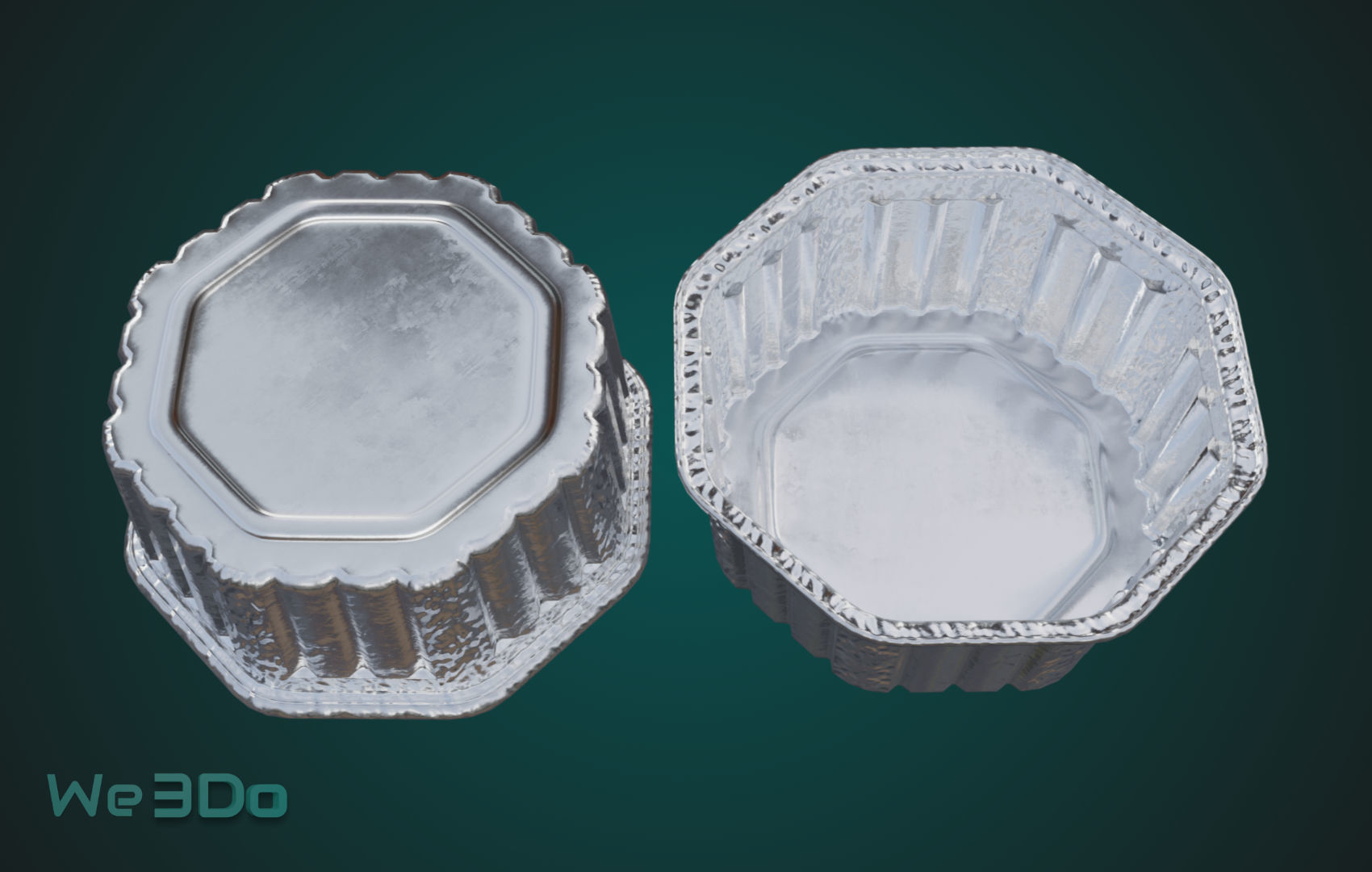Rounded Aluminum Foil Tray Low-poly 3D model_7