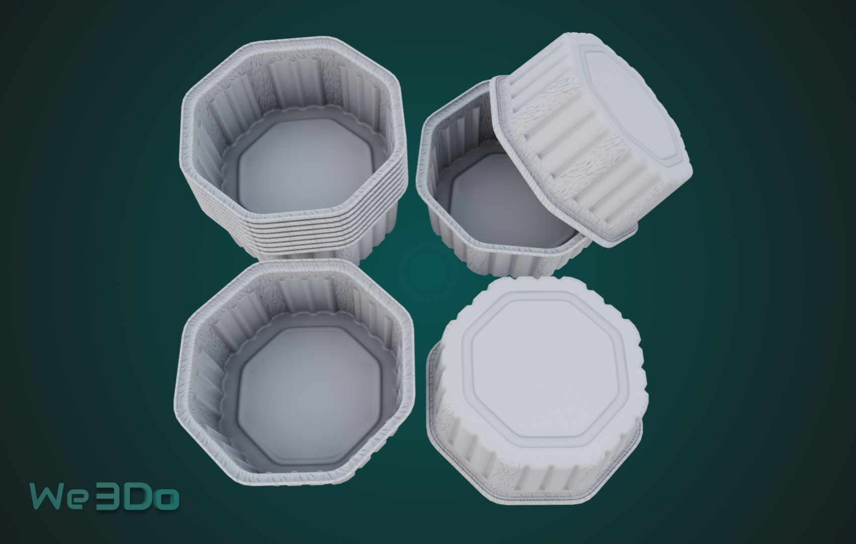 Rounded Aluminum Foil Tray Low-poly 3D model_10