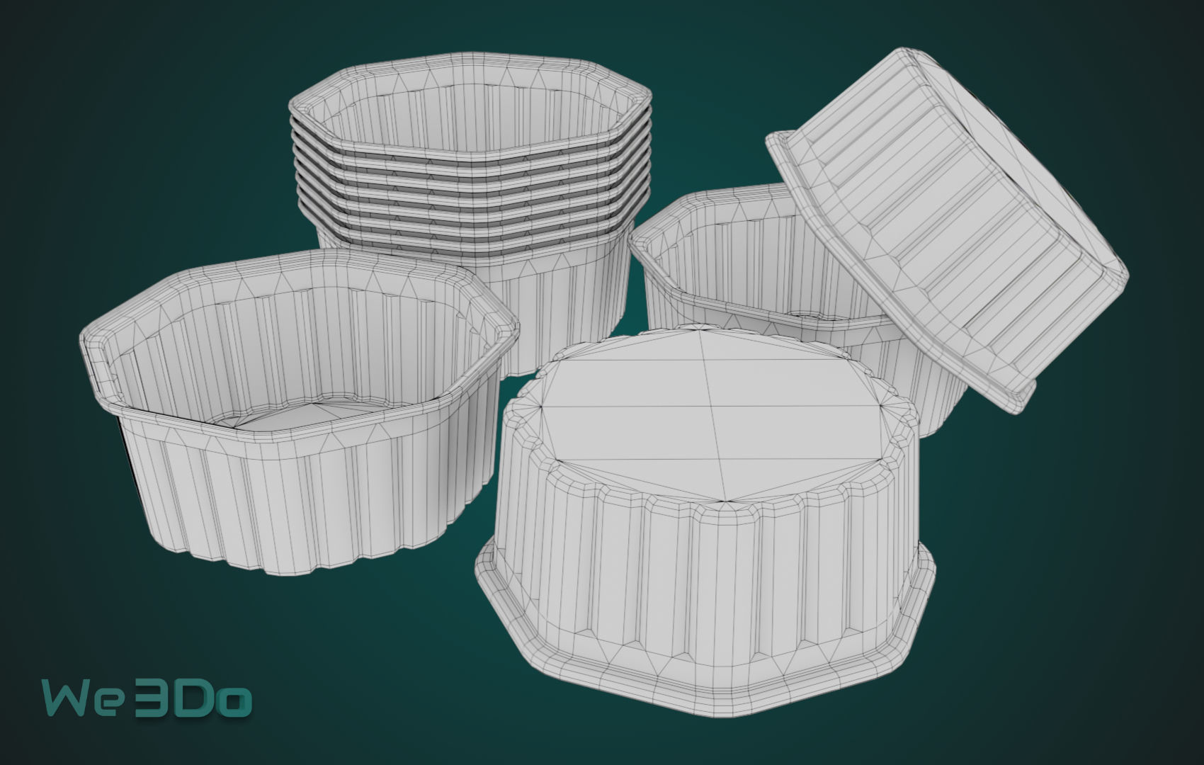 Rounded Aluminum Foil Tray Low-poly 3D model_24