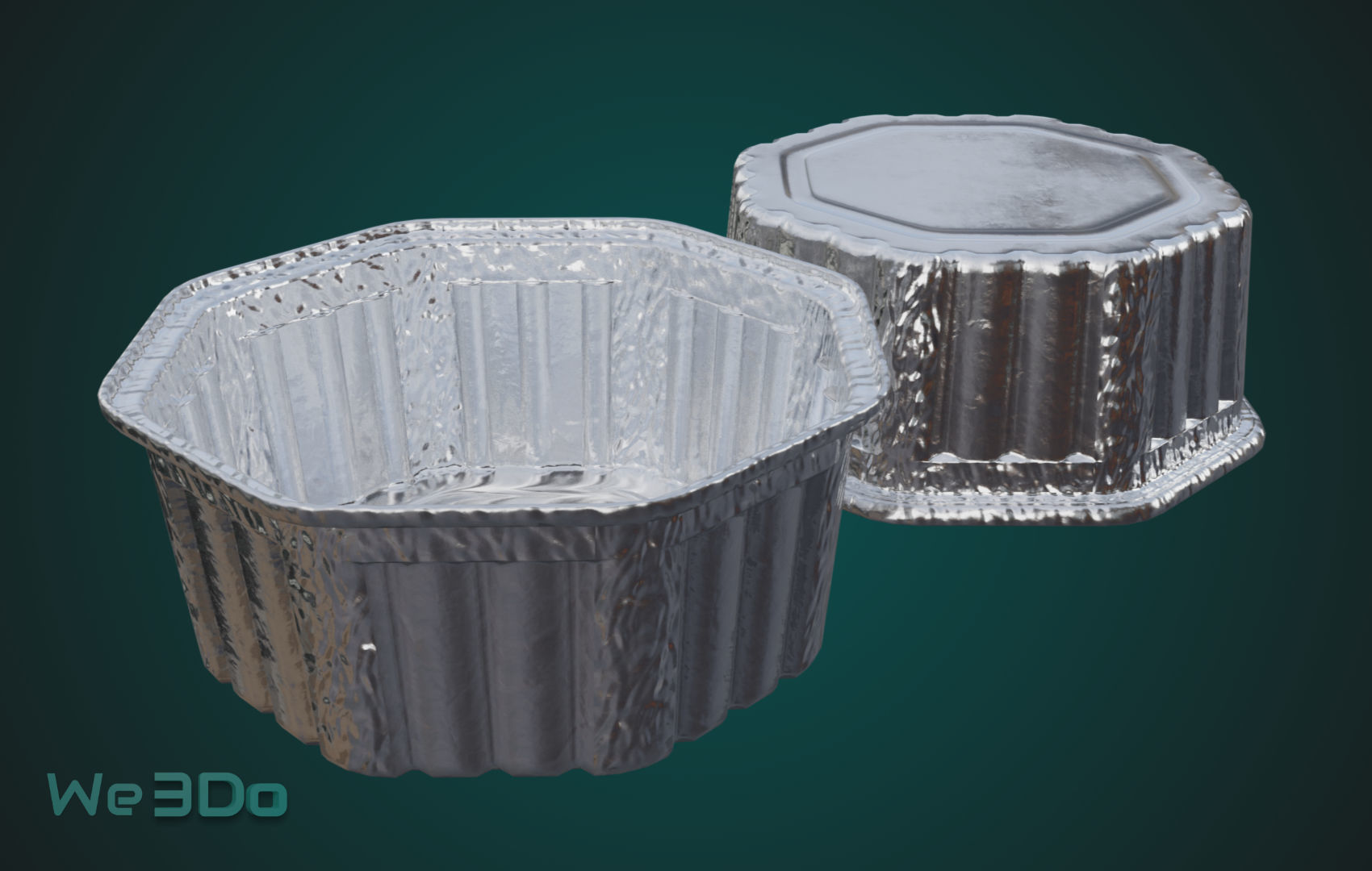Rounded Aluminum Foil Tray Low-poly 3D model_6