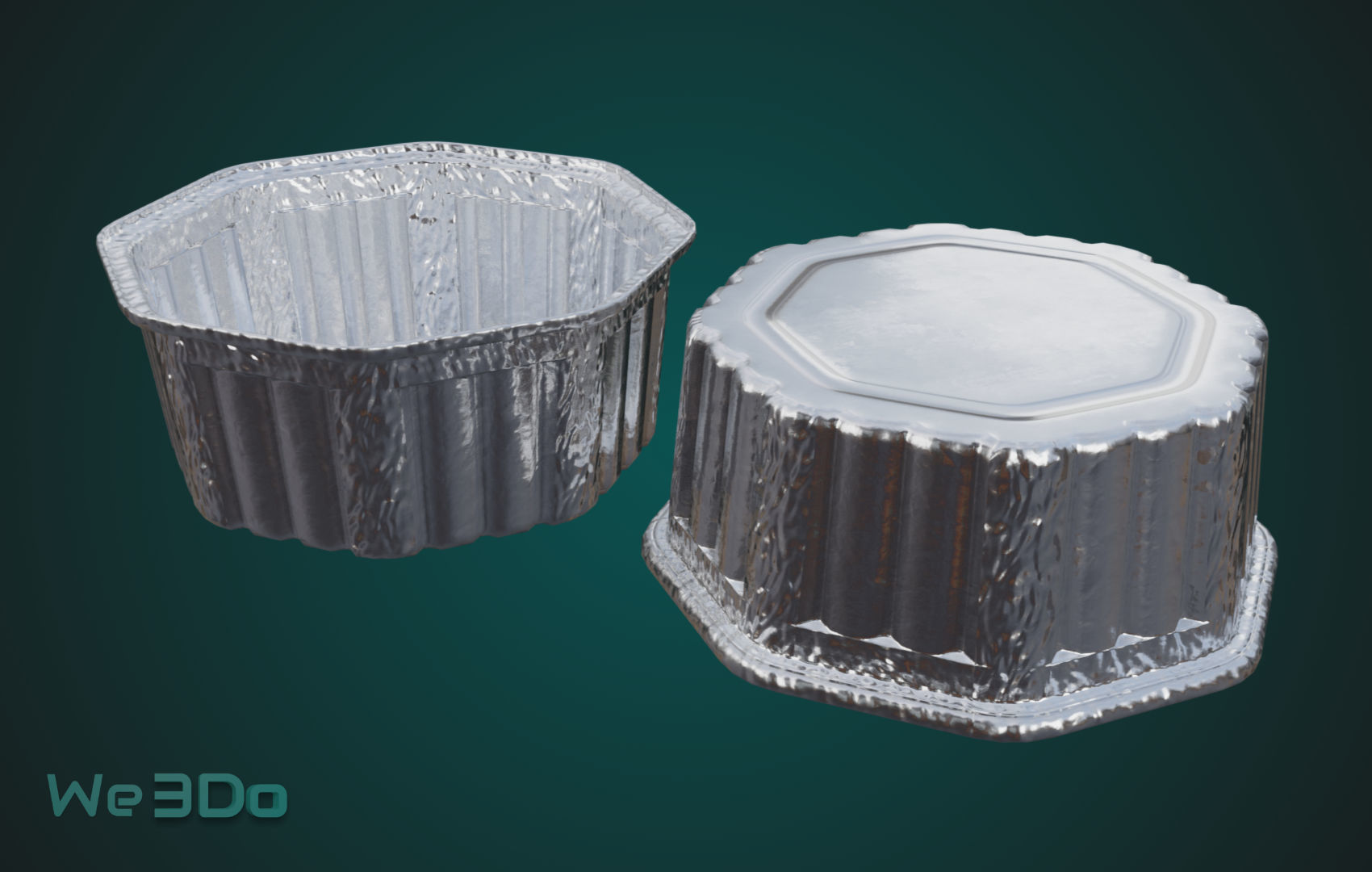 Rounded Aluminum Foil Tray Low-poly 3D model_5