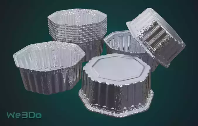 Rounded Aluminum Foil Tray Low-poly 3D model