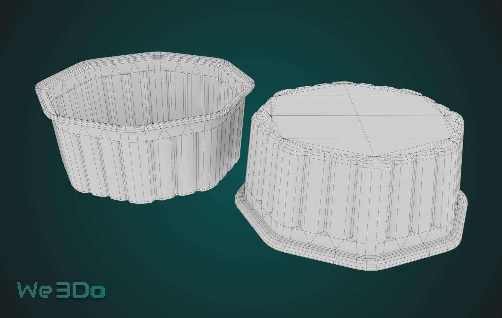 Rounded Aluminum Foil Tray Low-poly 3D model_28